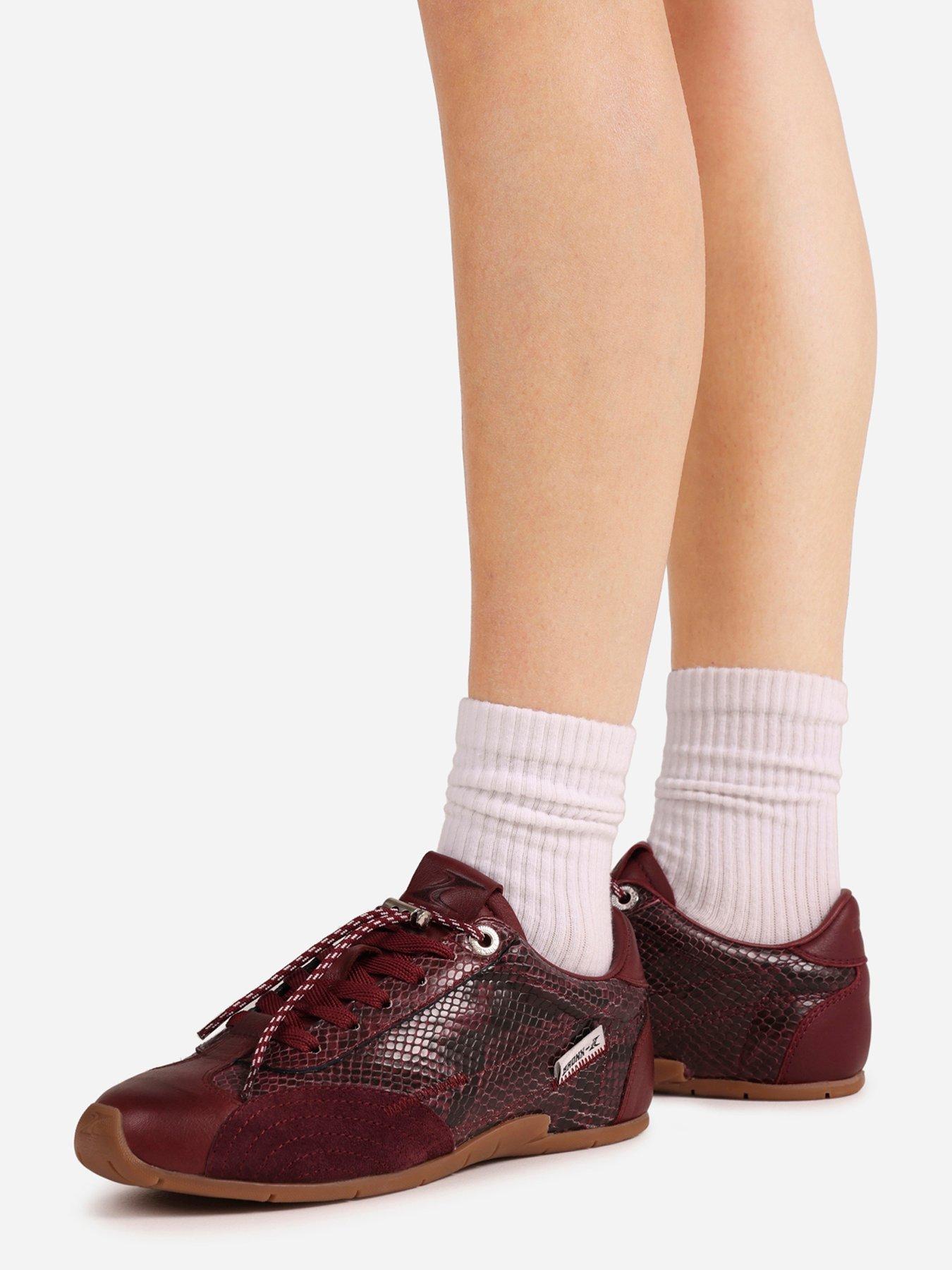 Image 6 of 7 of Bronx Myr-aa Snake Print Trainer - Burgrundy