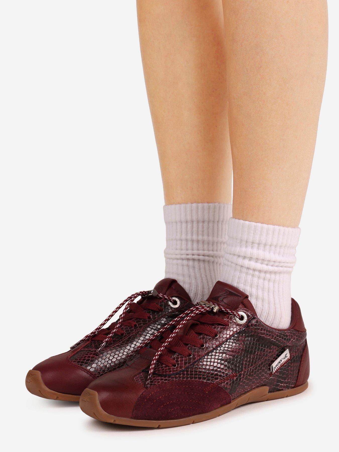 Image 7 of 7 of Bronx Myr-aa Snake Print Trainer - Burgrundy