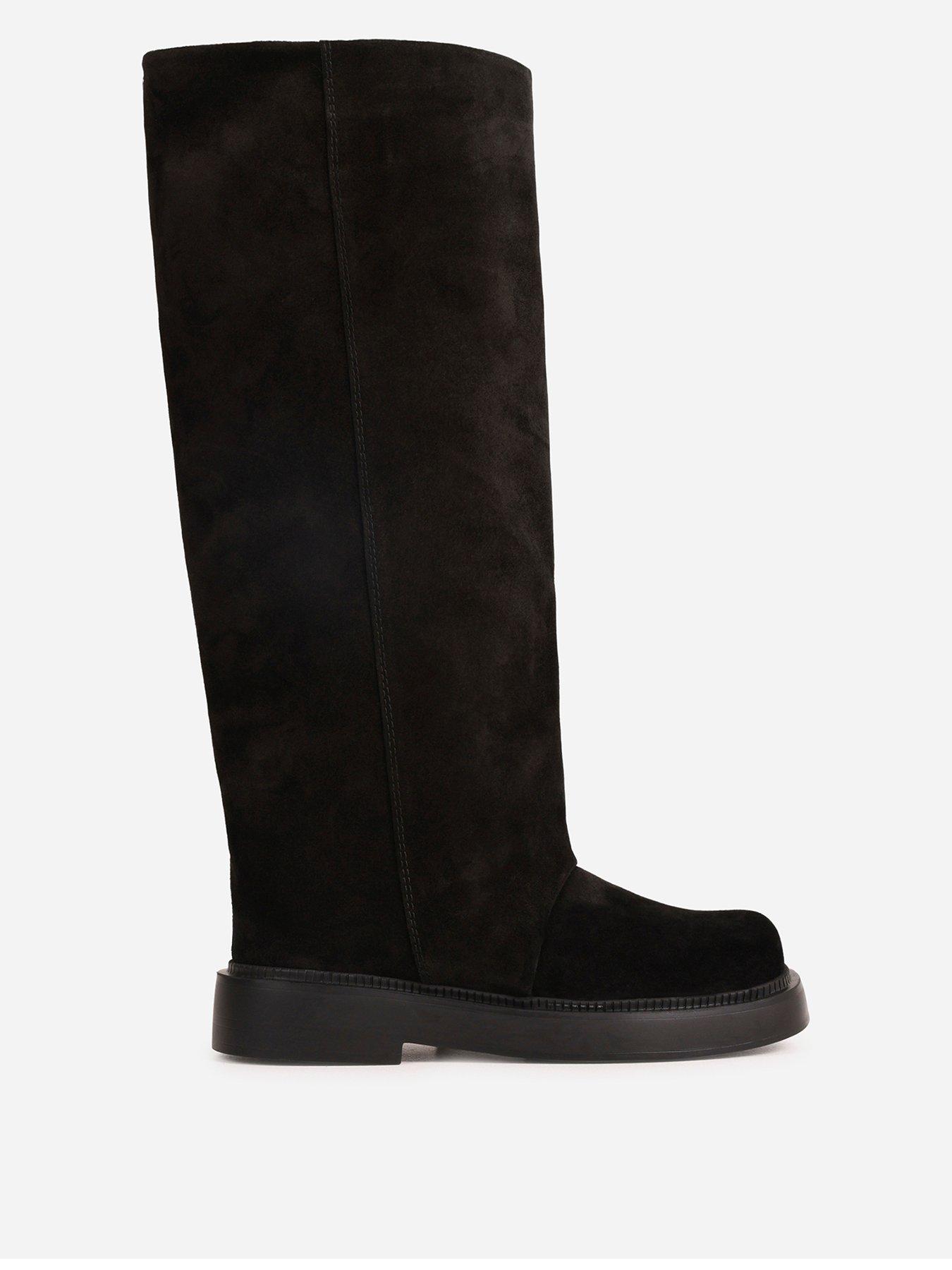 Image 1 of 7 of Bronx Womens Knee High Suede Chunky Sole Boots - Black