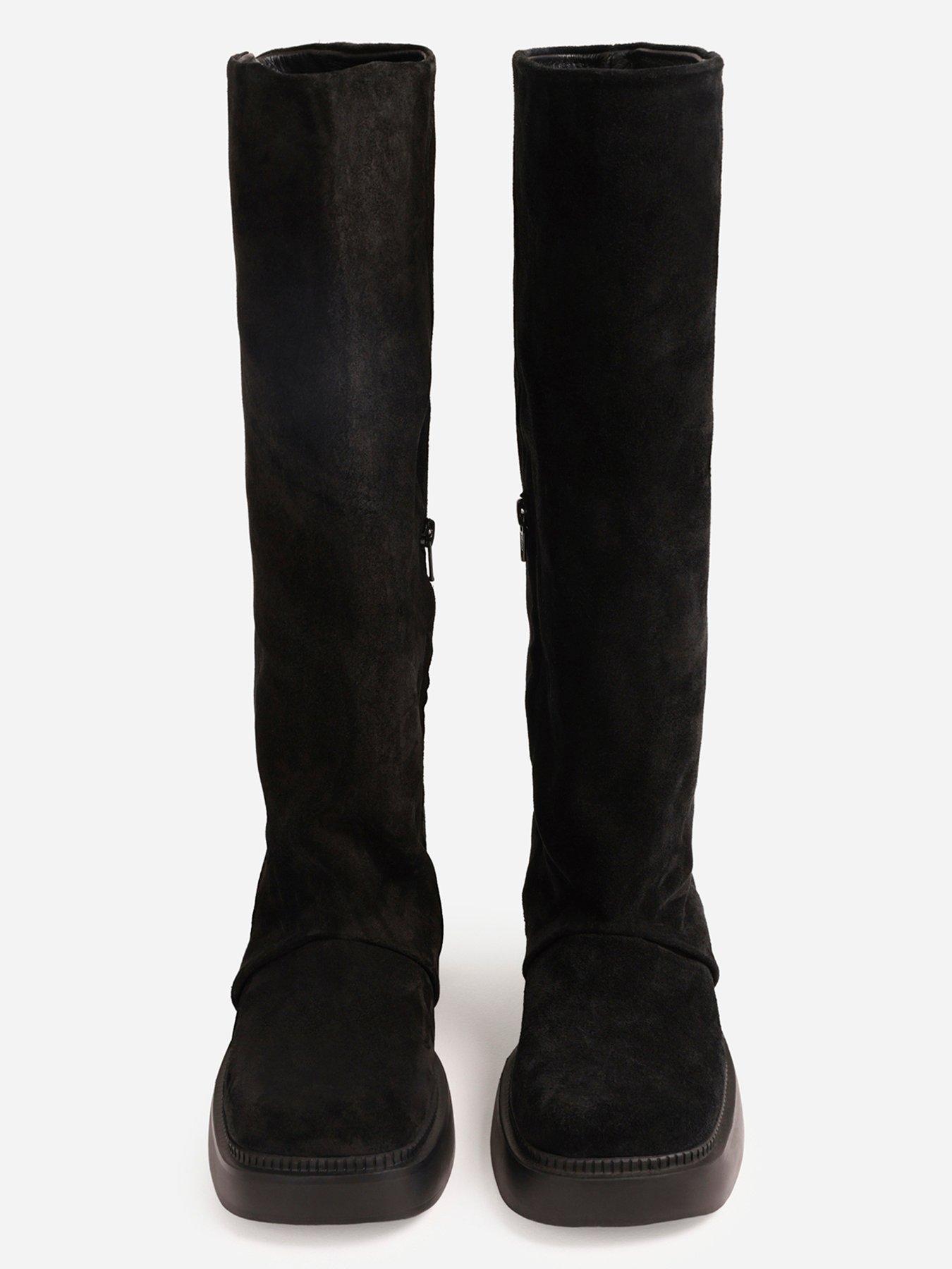 Image 4 of 7 of Bronx Womens Knee High Suede Chunky Sole Boots - Black
