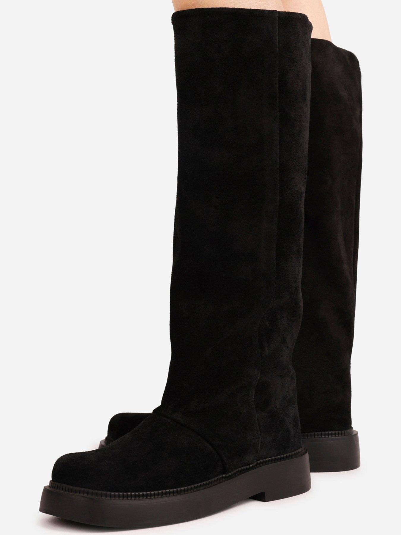 Image 6 of 7 of Bronx Womens Knee High Suede Chunky Sole Boots - Black