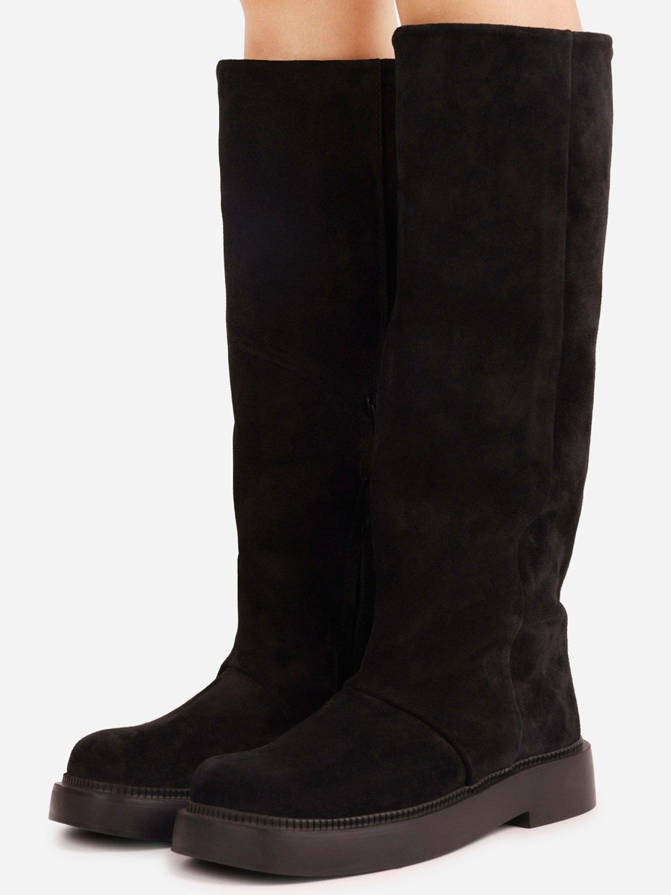 Image 7 of 7 of Bronx Womens Knee High Suede Chunky Sole Boots - Black