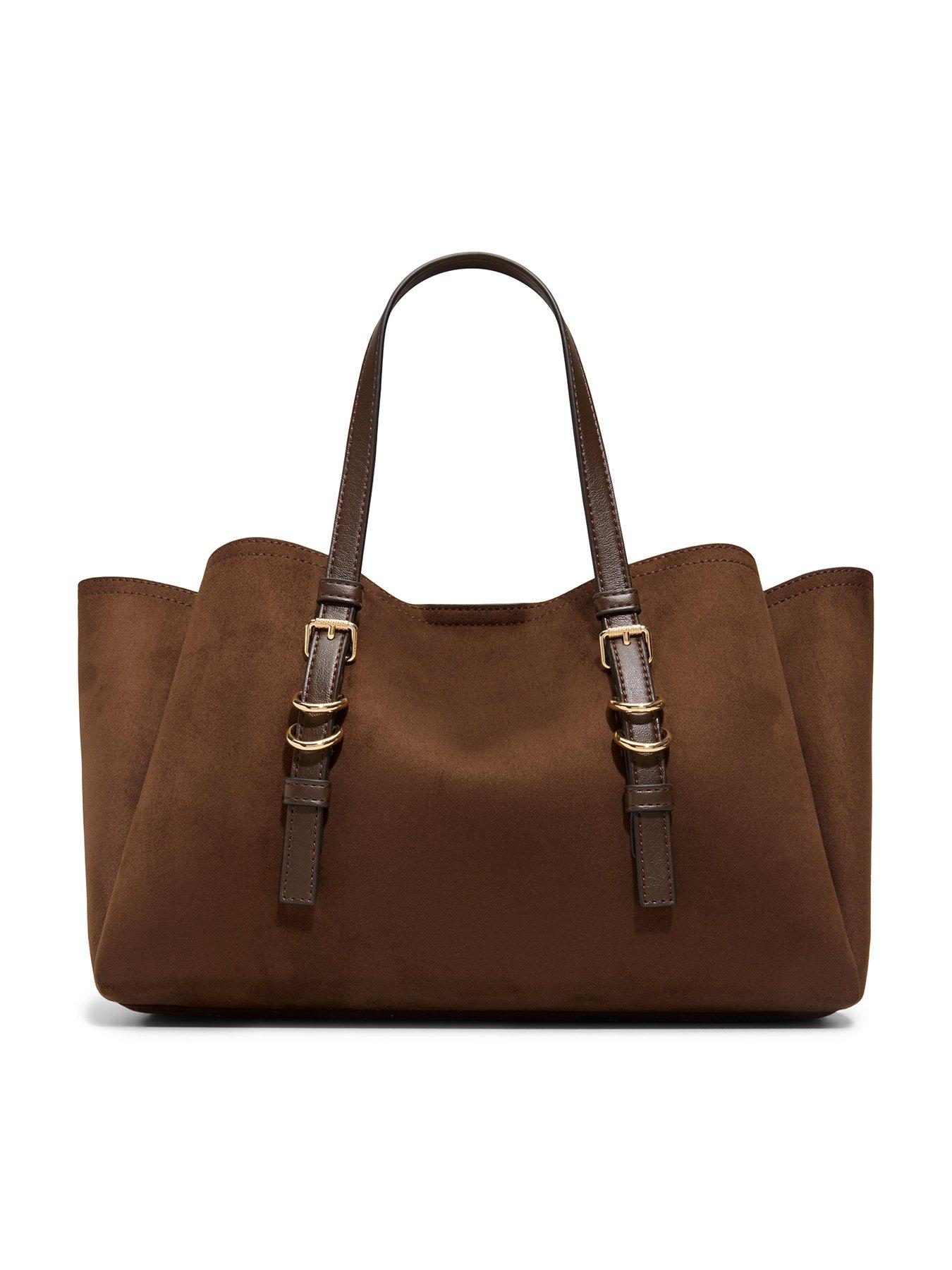 Aldo Buckle Detail Tote Bag with Twin Shoulder Straps - Brown