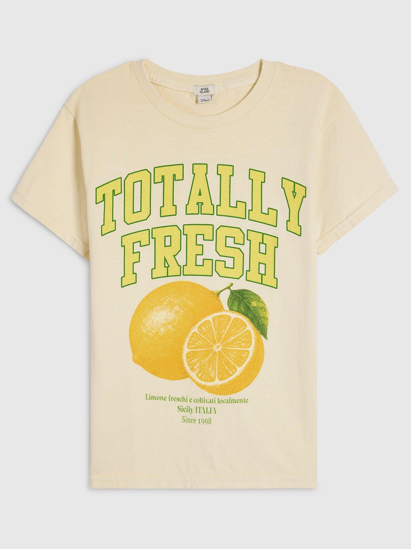 River Island Girls Totally Fresh Lemon T-shirt - Yellow