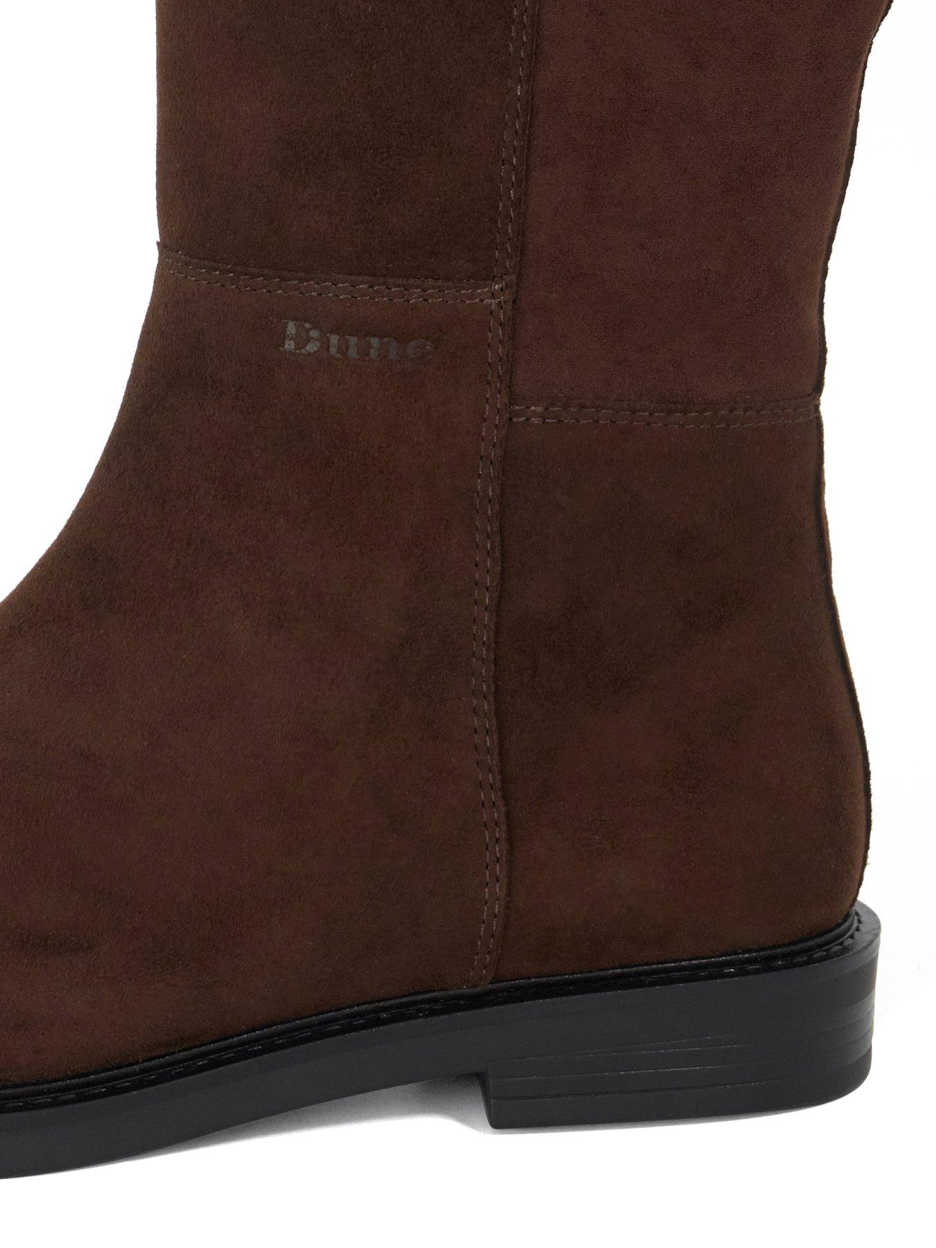 Image 5 of 5 of Dune London Wide Fite Tallo Stretch Suede Knee High Boot - Brown