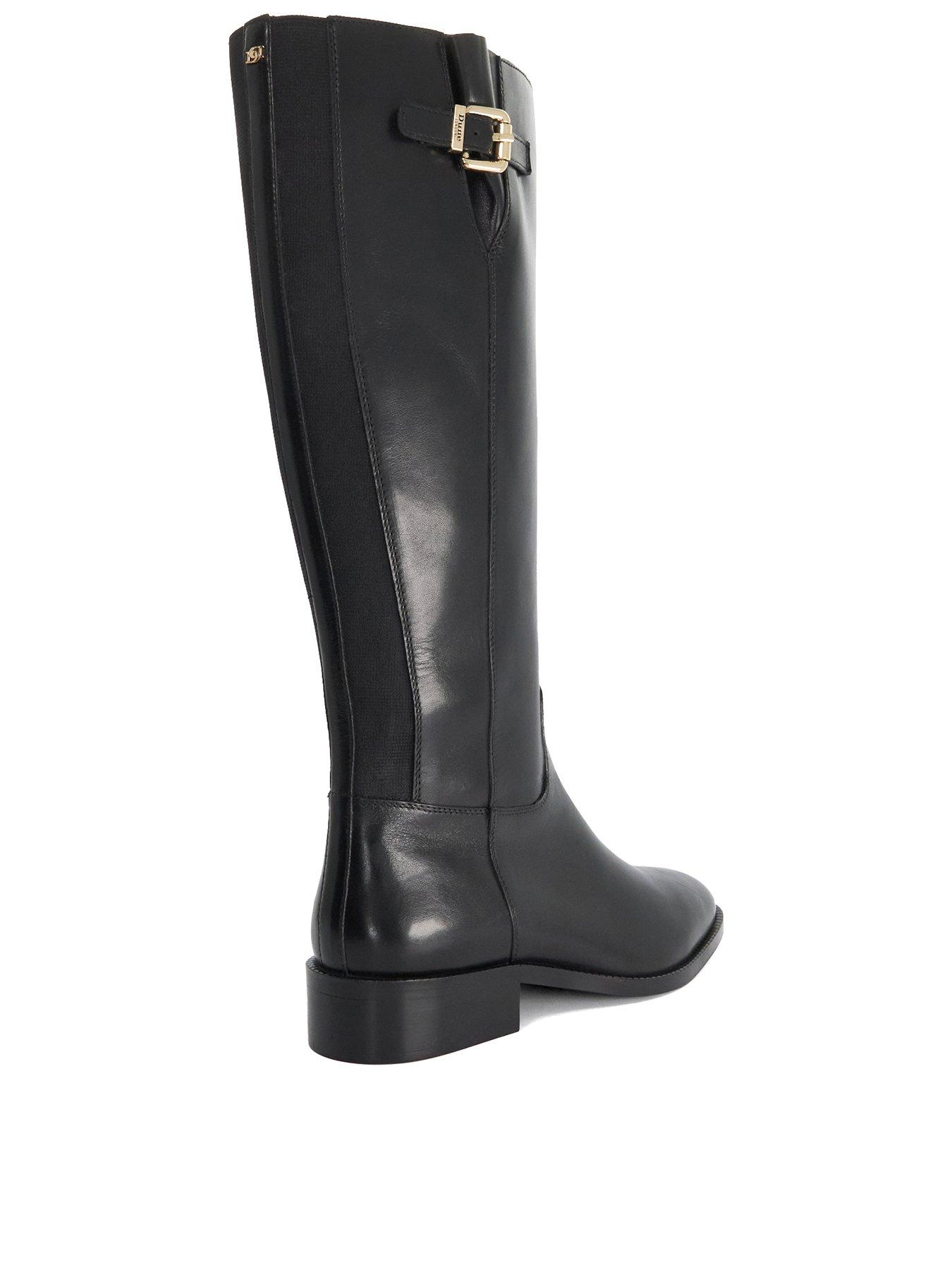 Image 3 of 5 of Dune London Wide Fit Tali Buckle Knee Leather Boot - Black
