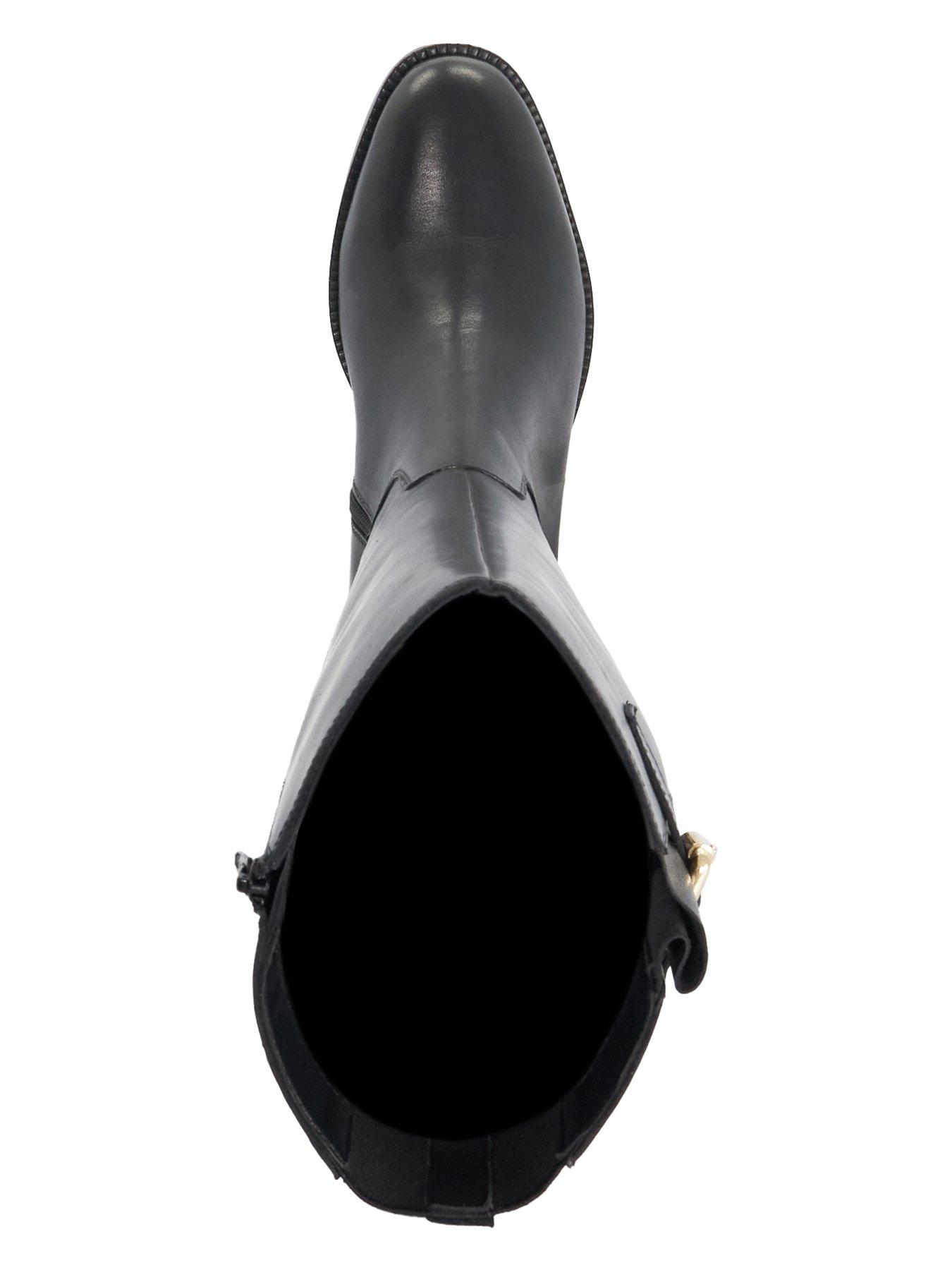 Image 4 of 5 of Dune London Wide Fit Tali Buckle Knee Leather Boot - Black