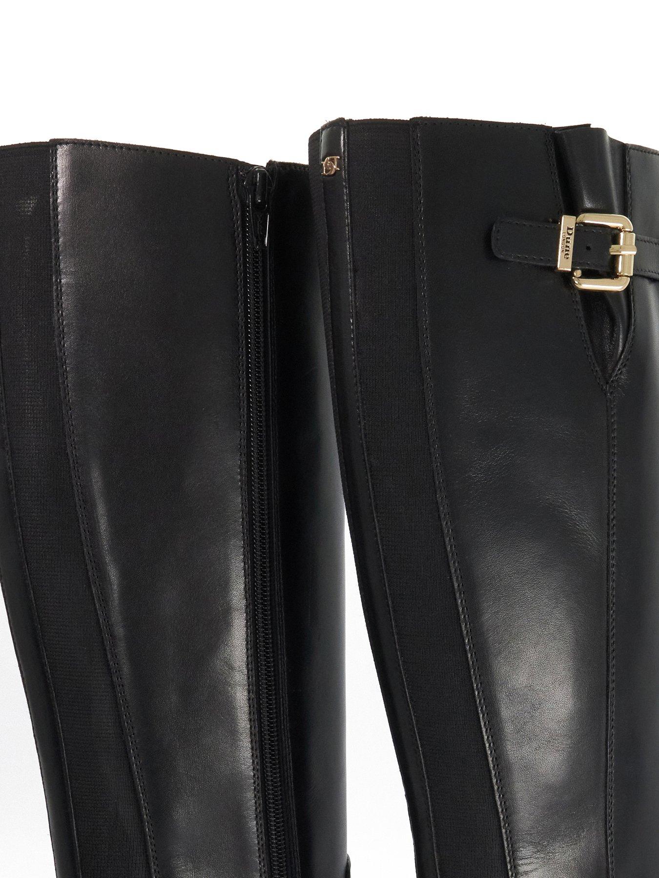 Image 5 of 5 of Dune London Wide Fit Tali Buckle Knee Leather Boot - Black