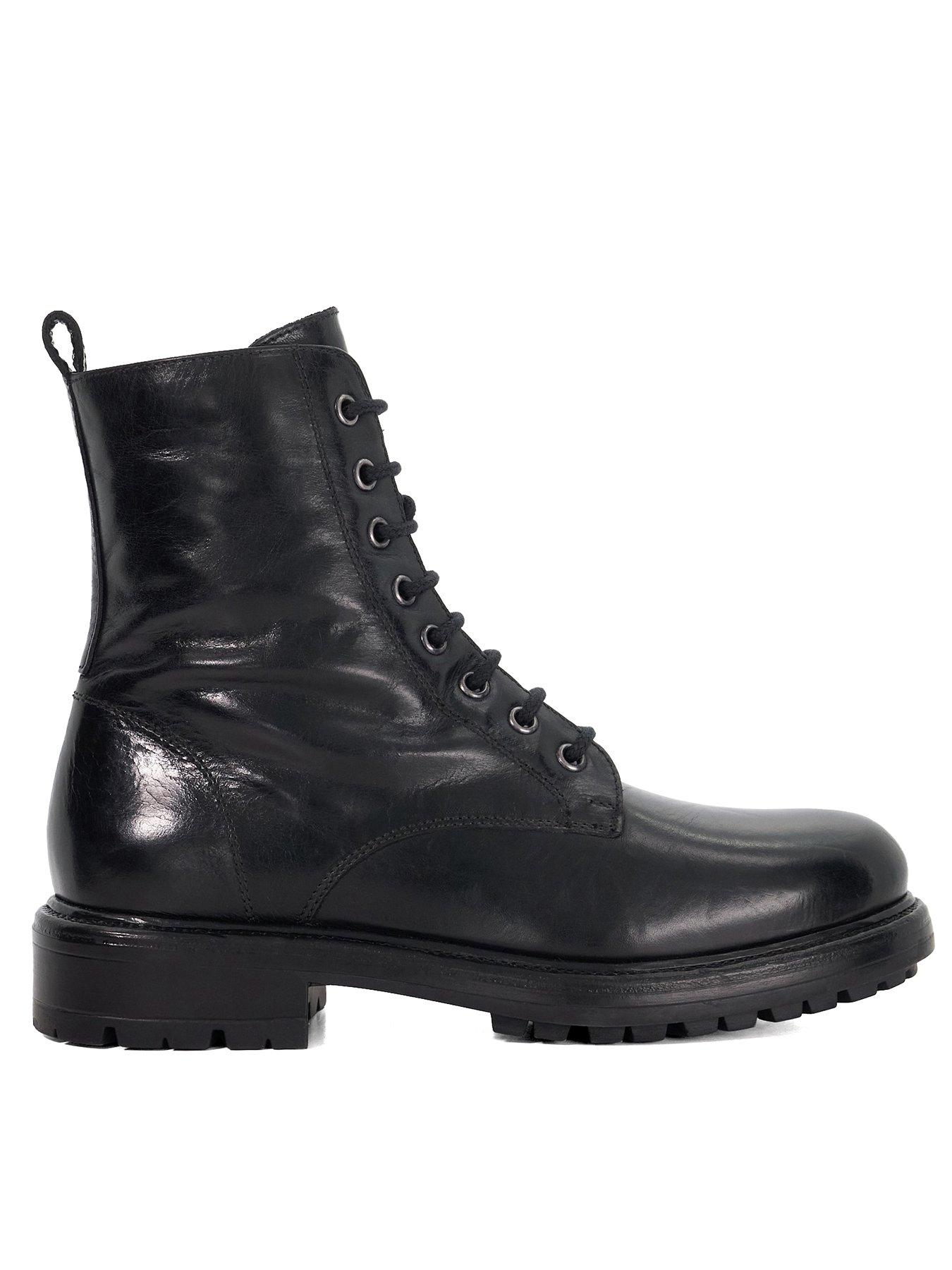 Dune London Patley Leather Chunky Lace Up Boots - Black