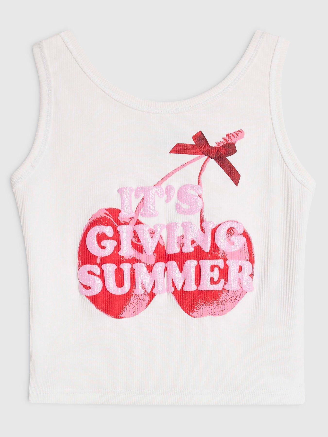 River Island Girls Its Giving Summer Tank Top - White