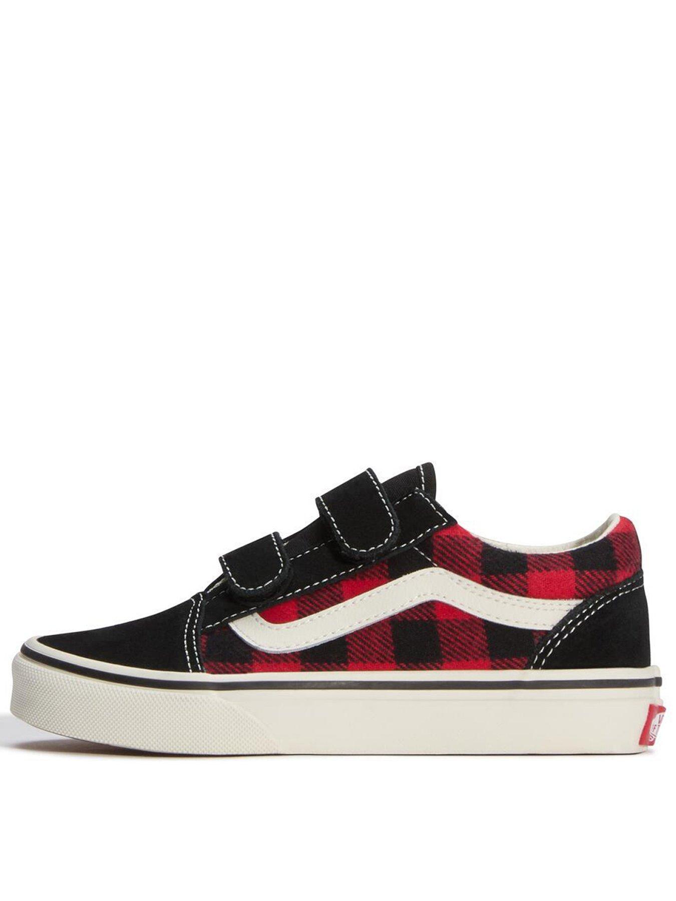 Image 1 of 3 of Vans Kids Buffalo Plaid Old Skool Trainers - Red