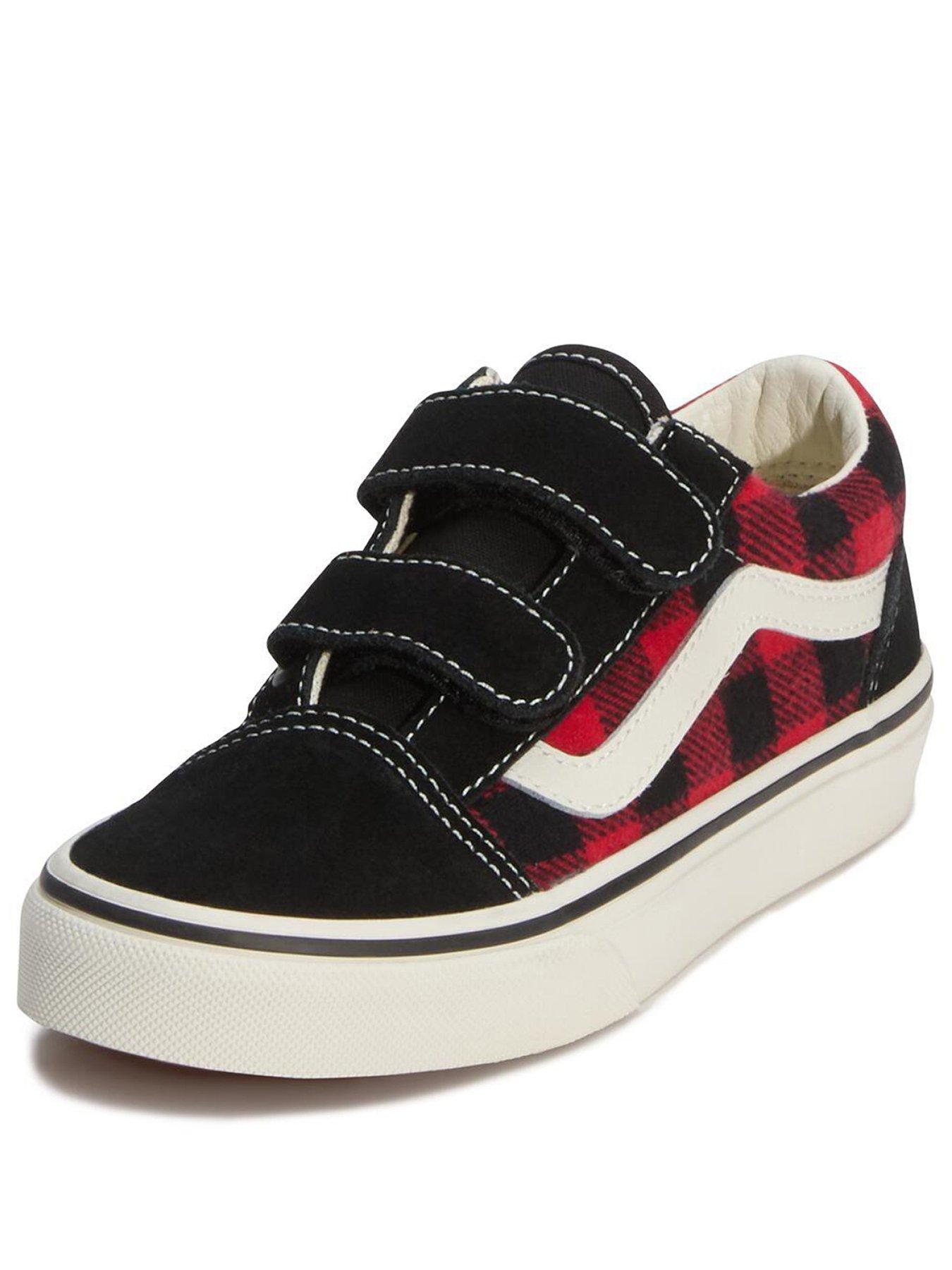 Image 2 of 3 of Vans Kids Buffalo Plaid Old Skool Trainers - Red