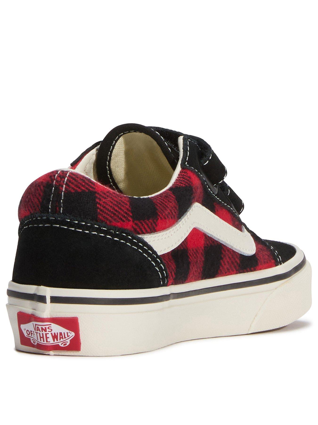 Image 3 of 3 of Vans Kids Buffalo Plaid Old Skool Trainers - Red