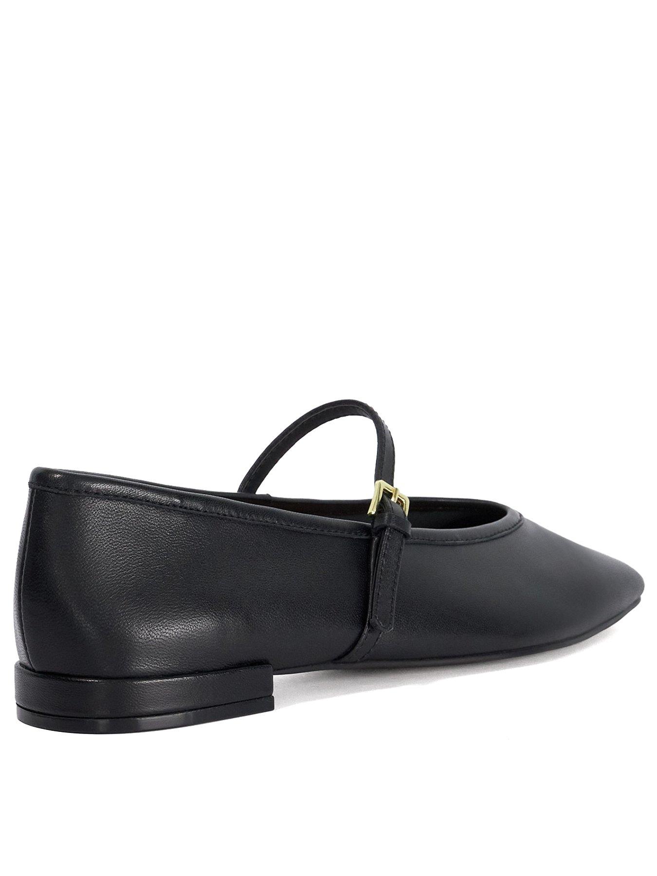 Image 3 of 5 of Dune London Heartthrob Leather Pointed Toe Mary Jane Ballet Flats - Black