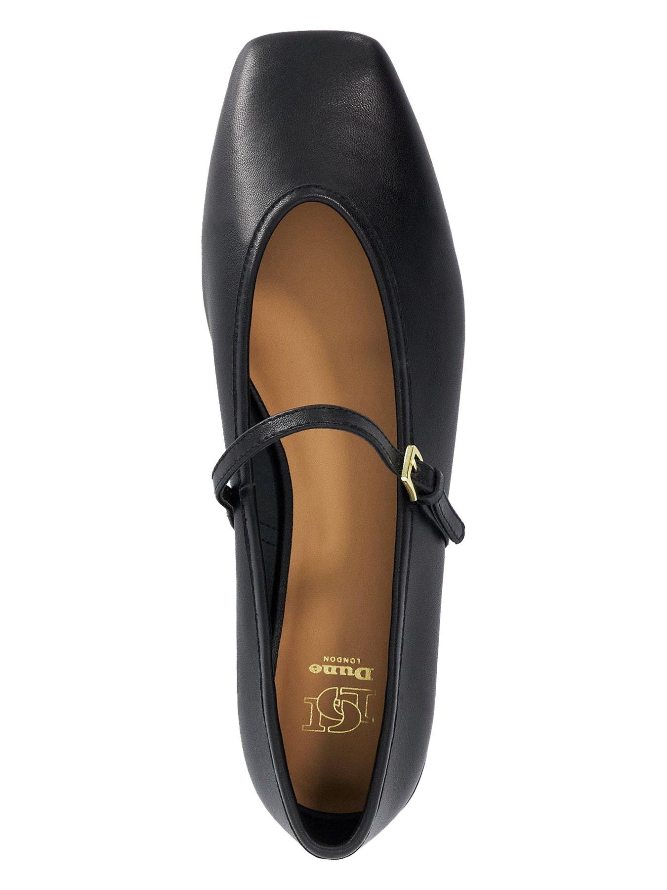 Image 4 of 5 of Dune London Heartthrob Leather Pointed Toe Mary Jane Ballet Flats - Black