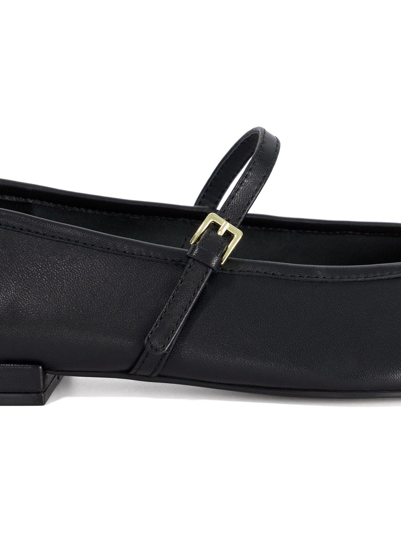 Image 5 of 5 of Dune London Heartthrob Leather Pointed Toe Mary Jane Ballet Flats - Black