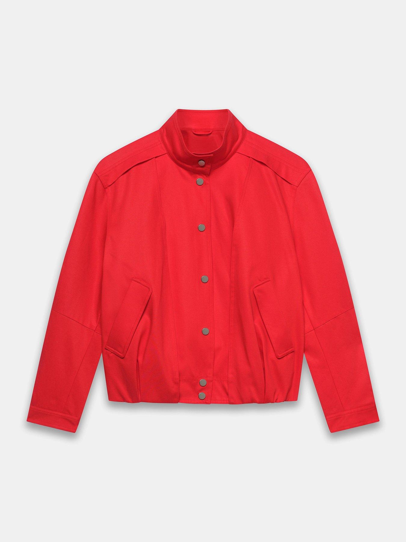 Image 5 of 6 of Mint Velvet Funnel Neck Bomber Jacket - Red