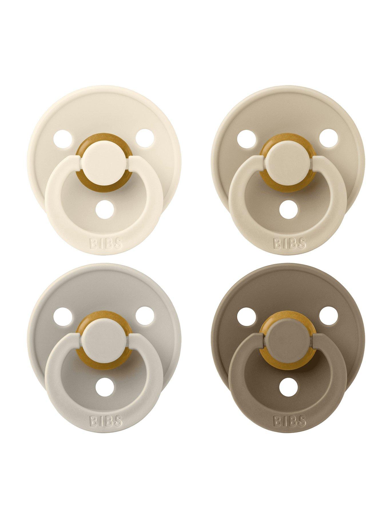 BIBS Pacifier Colour 4 PACK Latex Size 1 Ivory/Sand/Vanilla/Dark Oak