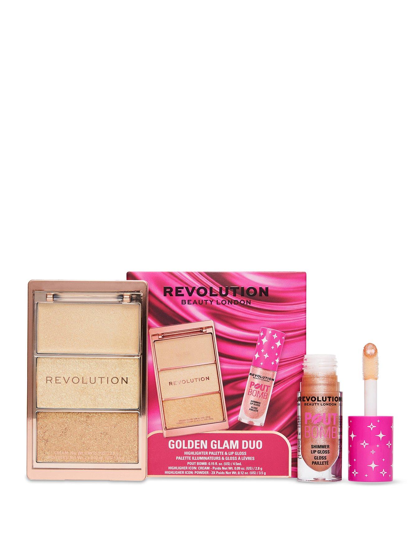 Revolution Golden Glam Duo, Shimmer Gloss & Highlight Palette | Includes A Shimmer Gloss & Highlight Palette, Glowing Glam Look, Gift for Her, Vegan & Cruelty-Free - Image 3