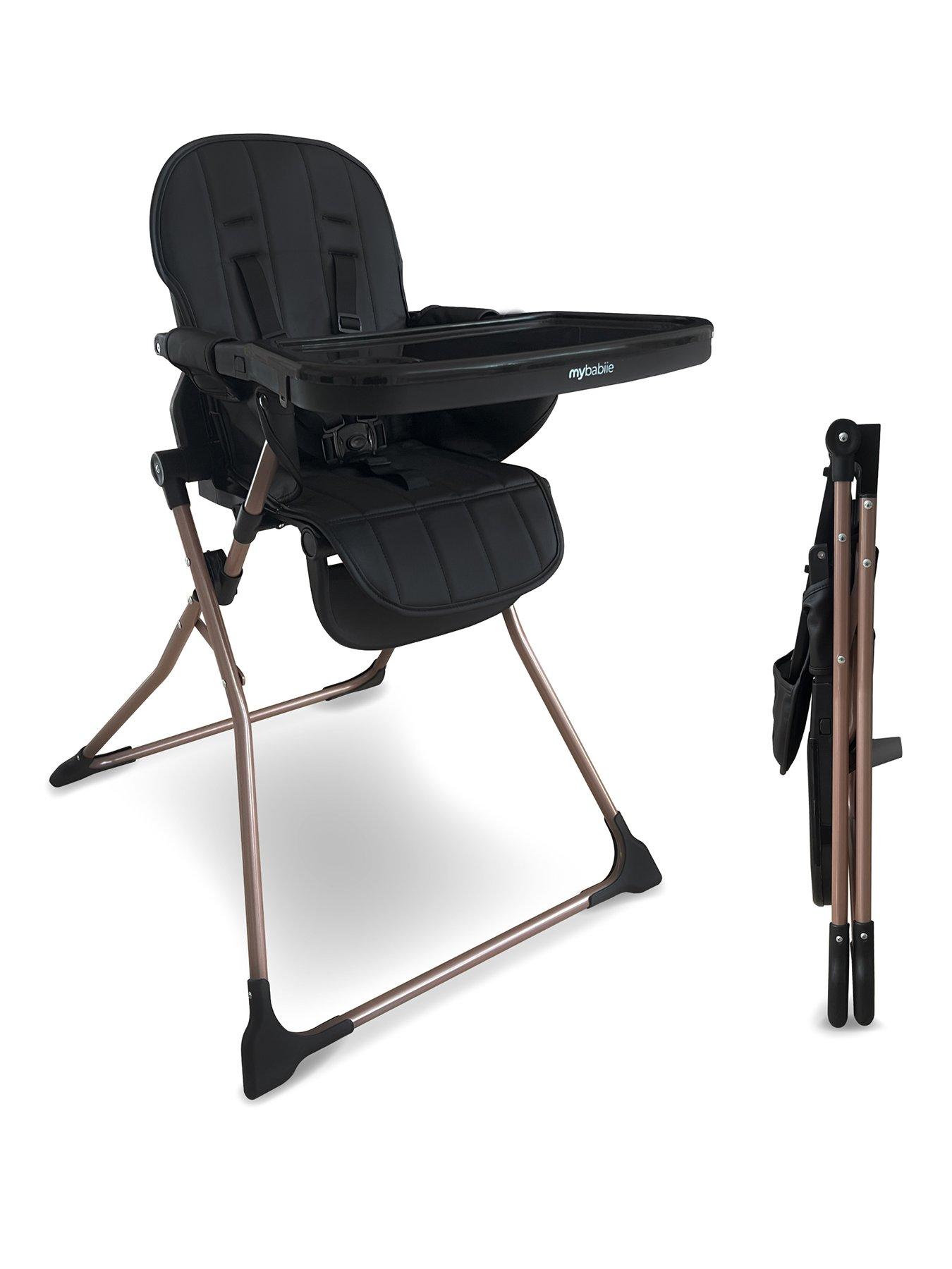 My Babiie Mbhc2 Compact Folding Highchair - Rose Gold Black - Image 2