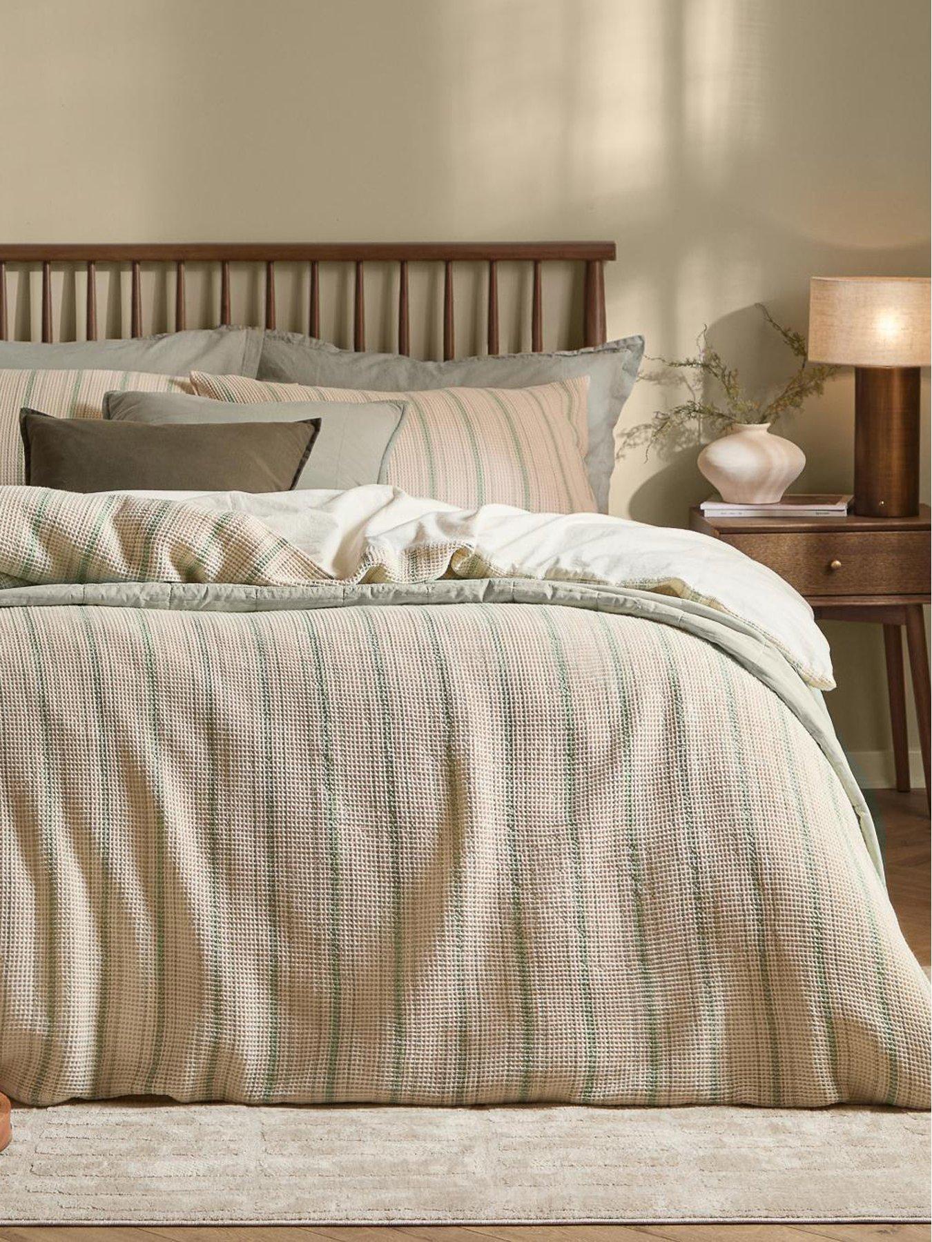 Yard Selby Waffle Double Duvet Set Bay Green / Natural