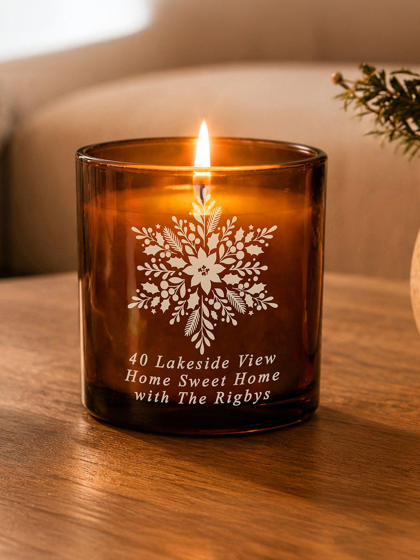 Image 1 of 3 of The Personalised Memento Company Personalised Snowflake Amber Glass Candle Jar