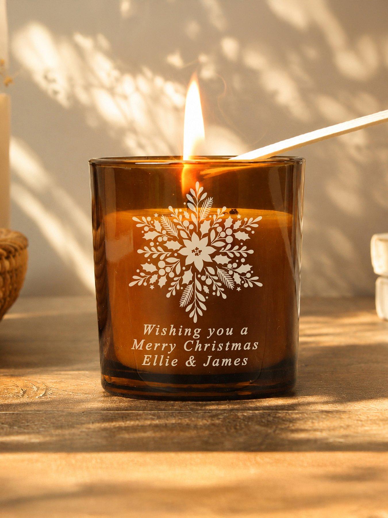 Image 2 of 3 of The Personalised Memento Company Personalised Snowflake Amber Glass Candle Jar