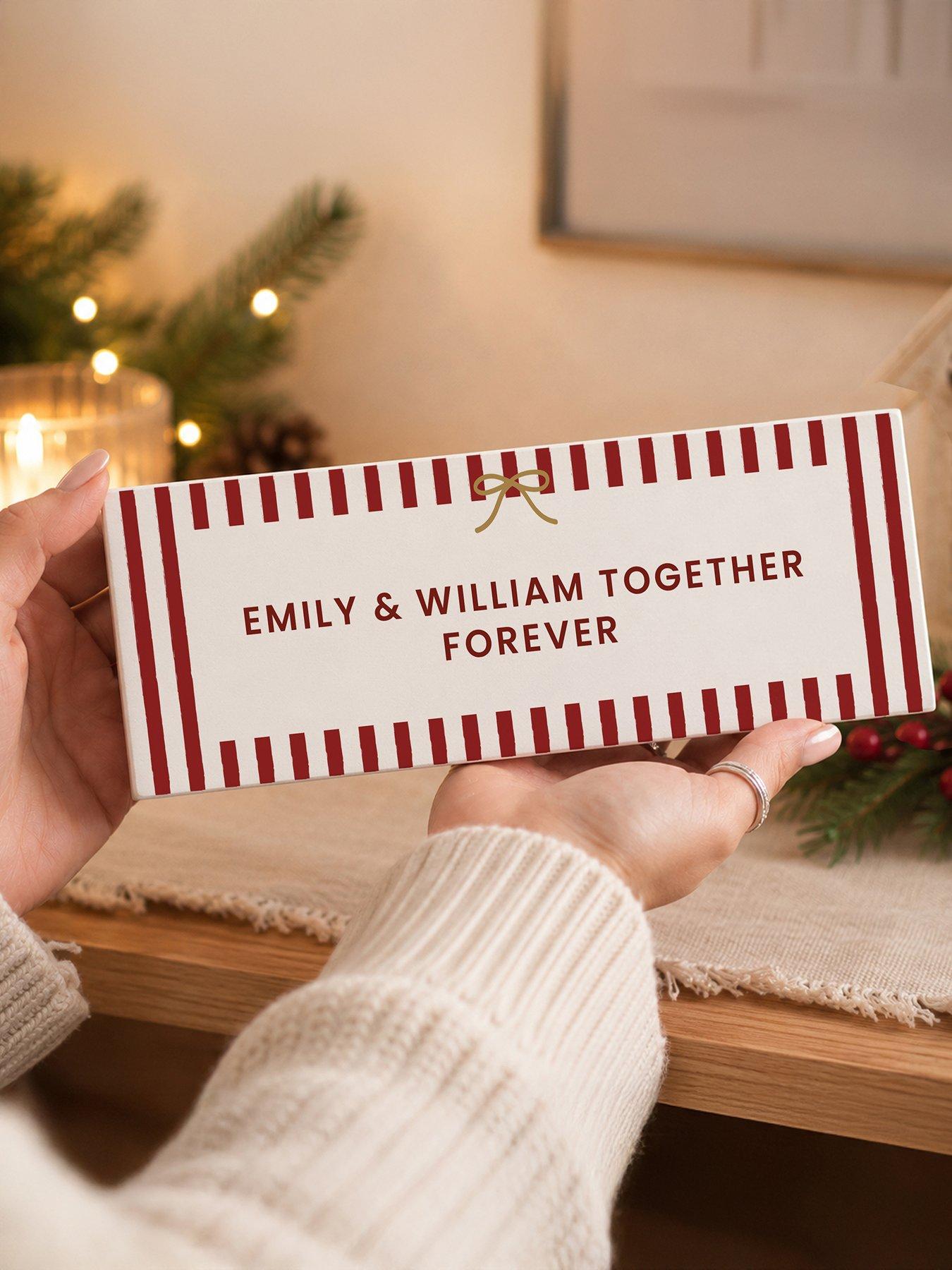 Image 2 of 3 of The Personalised Memento Company Personalised Red Striped Wooden Mantle Block