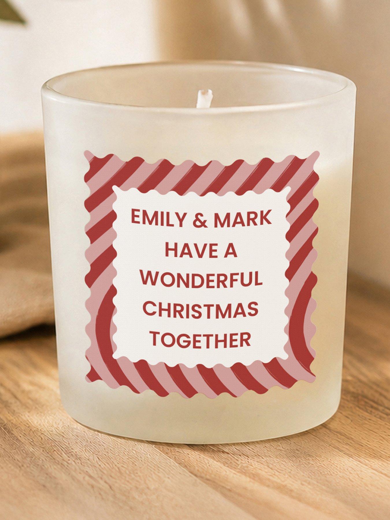 Image 1 of 3 of The Personalised Memento Company Personalised Red Striped Frosted Candle Jar