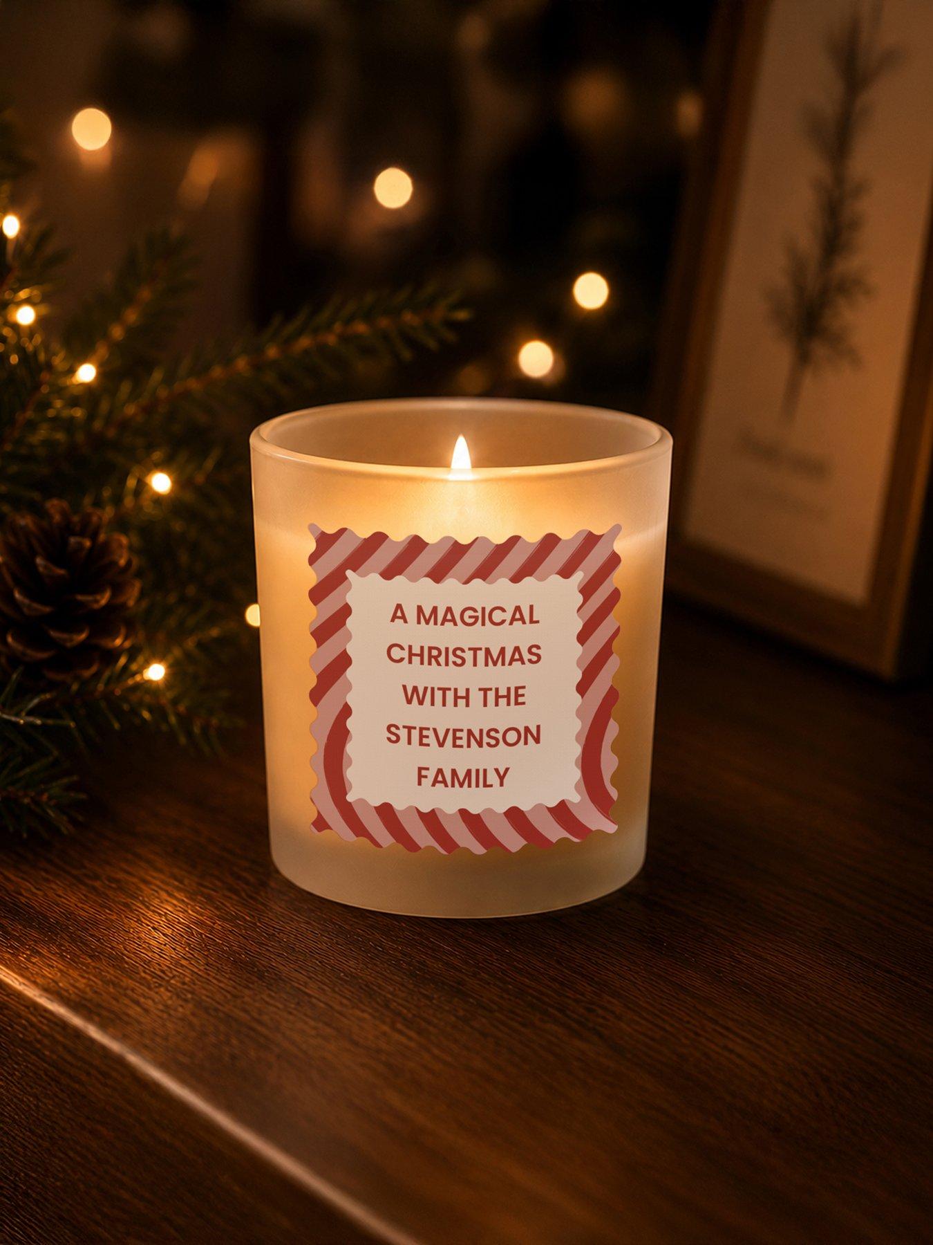 Image 2 of 3 of The Personalised Memento Company Personalised Red Striped Frosted Candle Jar