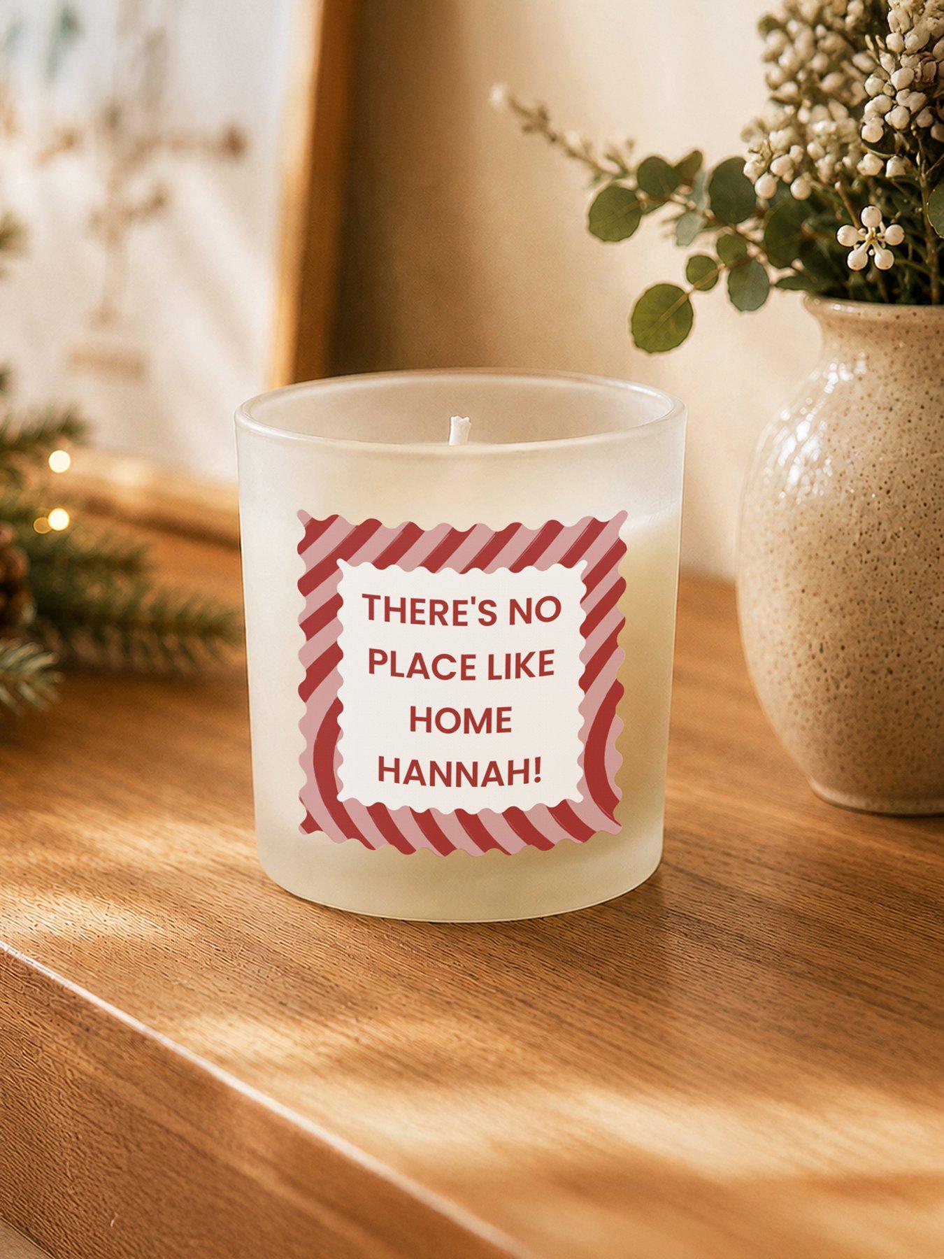 Image 3 of 3 of The Personalised Memento Company Personalised Red Striped Frosted Candle Jar