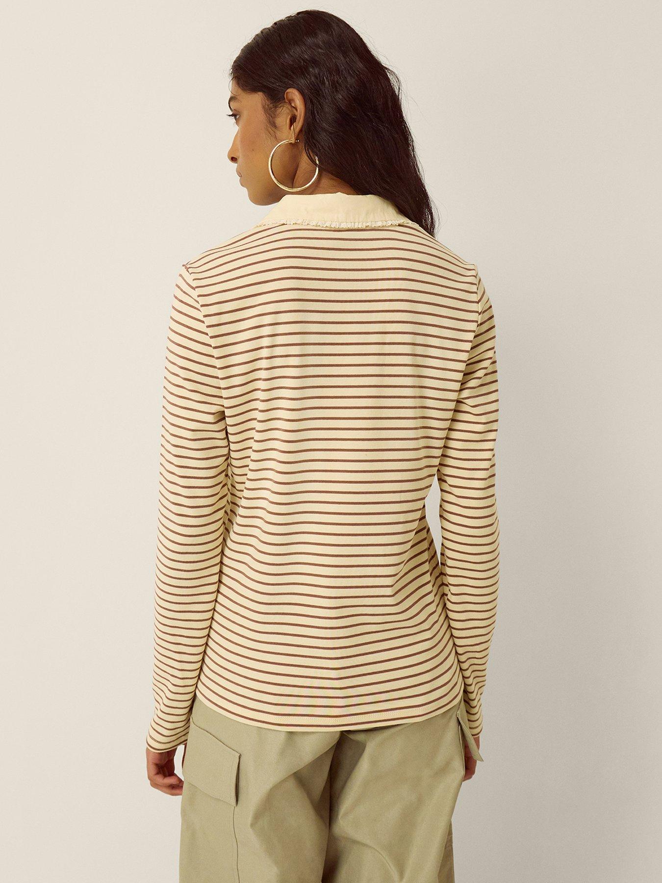 Image 2 of 4 of Monsoon Stacy Stripe Jersey Polo - Cream
