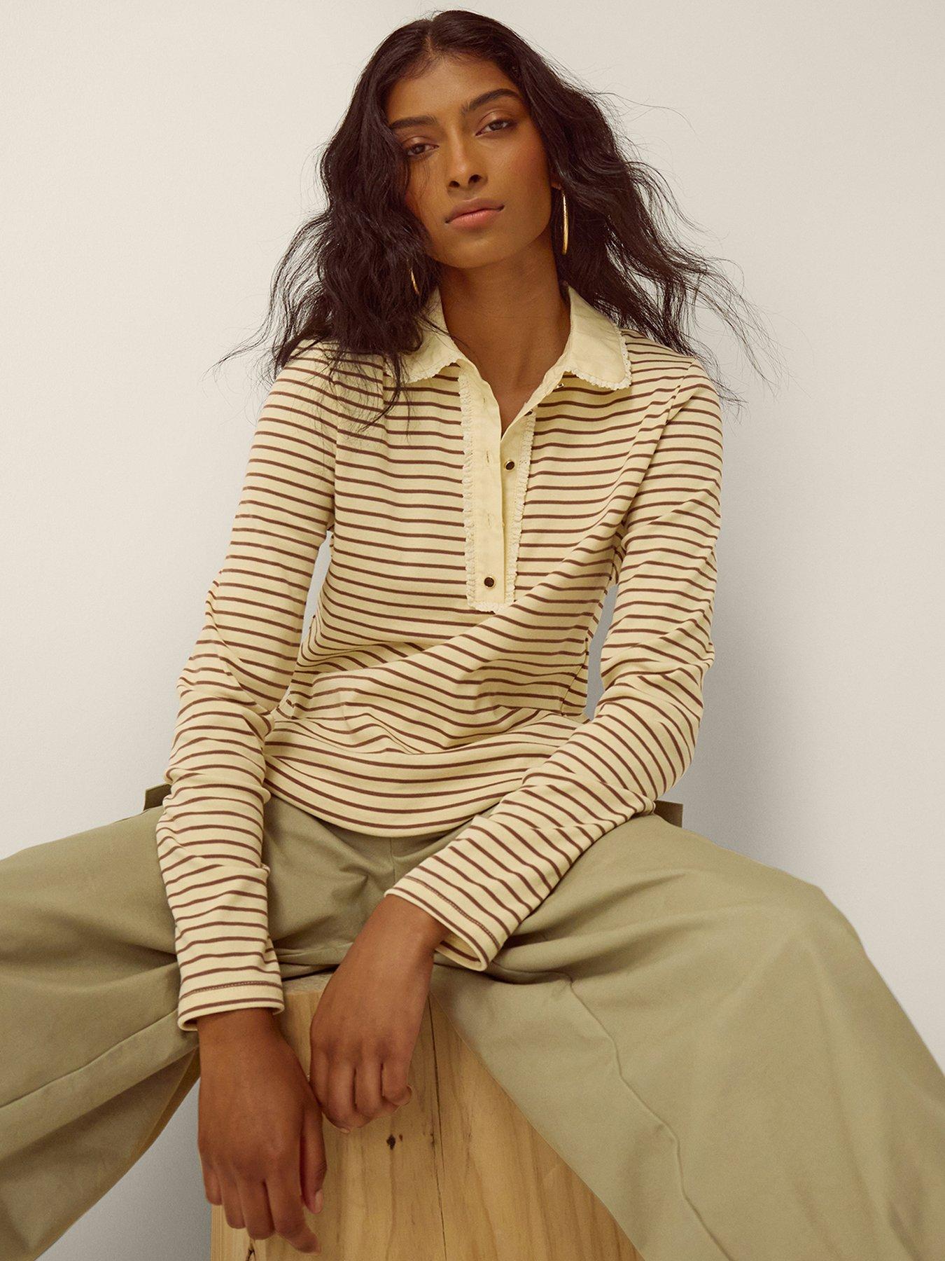 Image 3 of 4 of Monsoon Stacy Stripe Jersey Polo - Cream