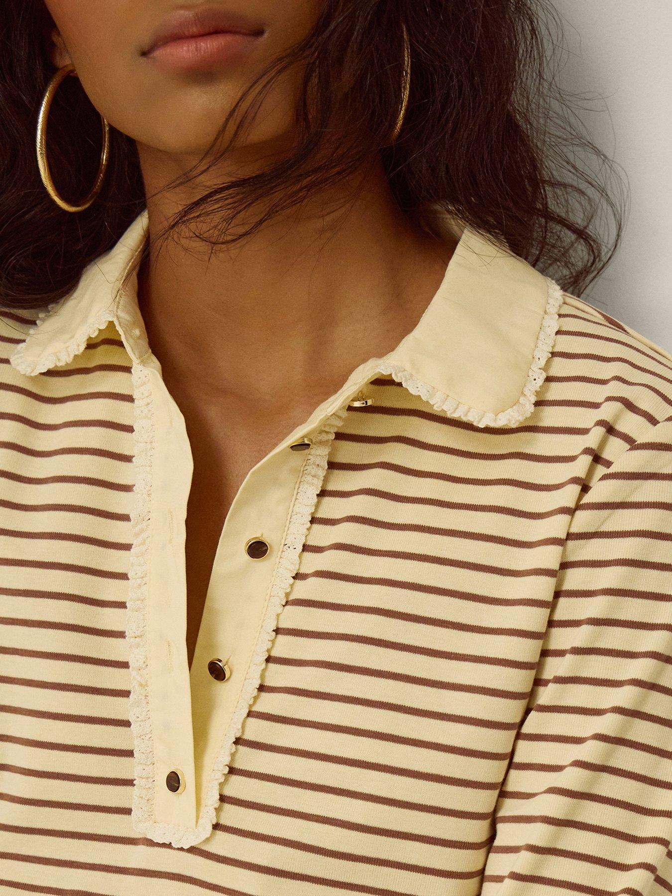 Image 4 of 4 of Monsoon Stacy Stripe Jersey Polo - Cream