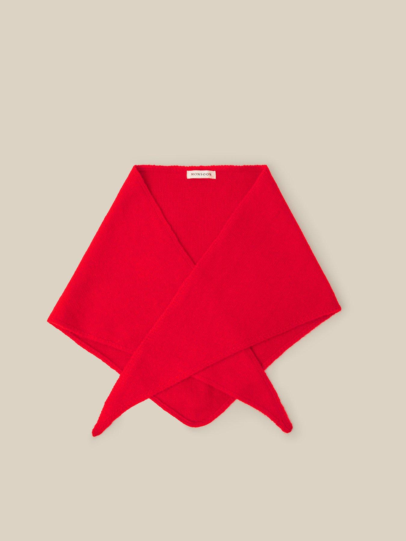 Image 1 of 2 of Monsoon Fae Knit Triangle Scarf - Red