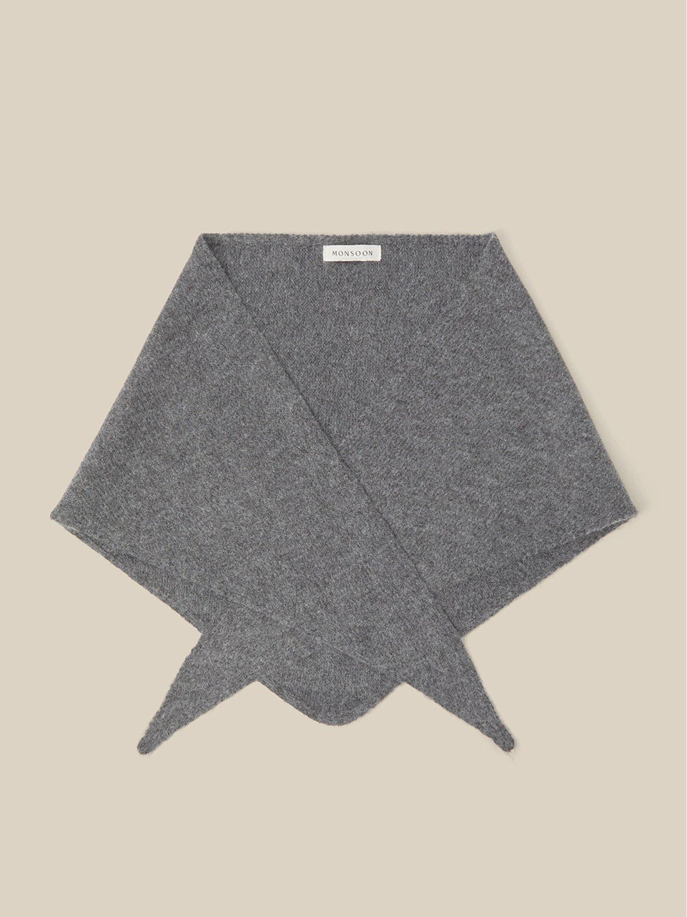 Image 1 of 2 of Monsoon Womens Triangle Soft-Touch Knit Scarf - Grey