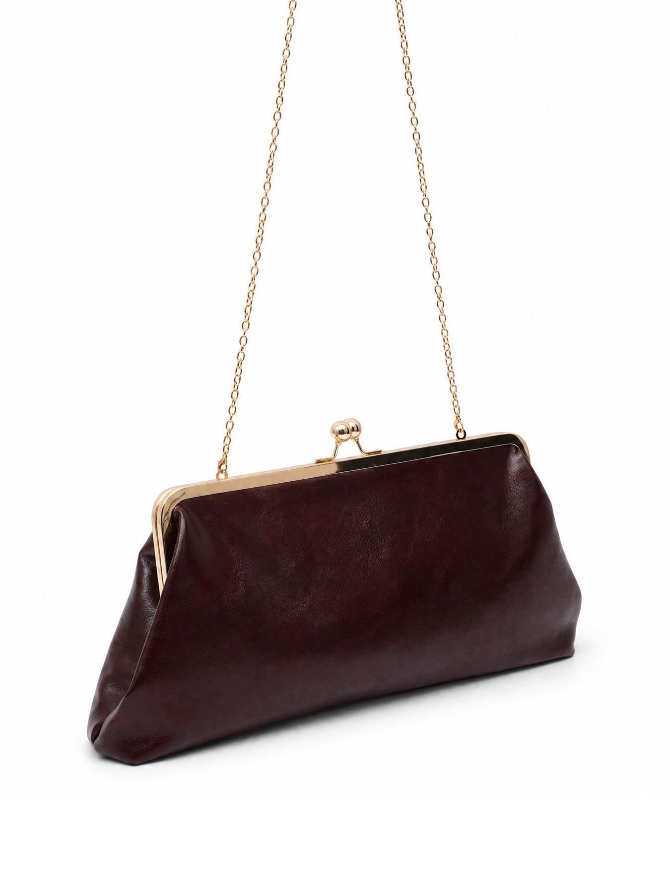 Image 4 of 5 of Glamorous Large Frame Clutch Bag with Chain Shoulder Strap - Red