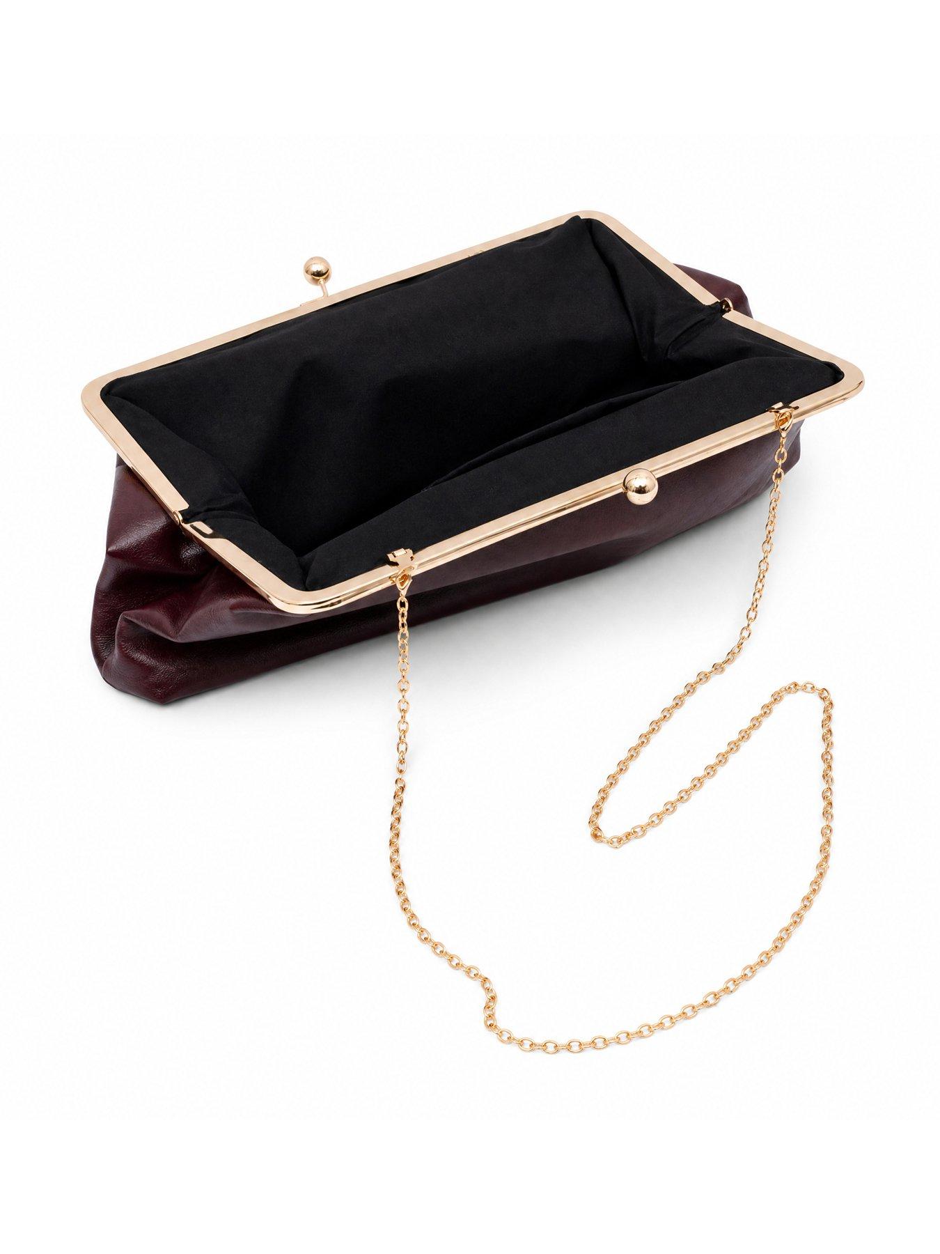 Image 5 of 5 of Glamorous Large Frame Clutch Bag with Chain Shoulder Strap - Red