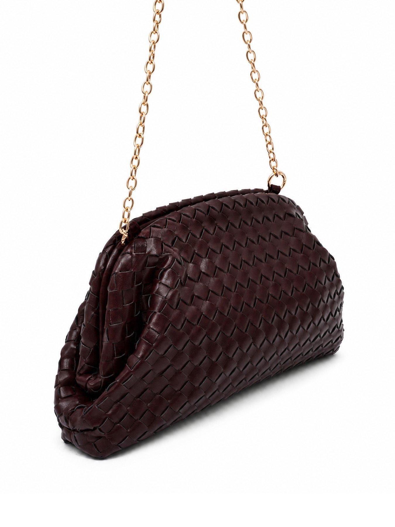 Image 3 of 4 of Glamorous Woven Pillow Clutch Bag with Chain Shoulder Strap - Red