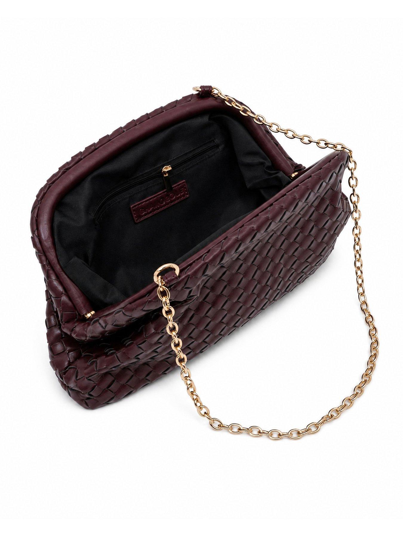 Image 4 of 4 of Glamorous Woven Pillow Clutch Bag with Chain Shoulder Strap - Red