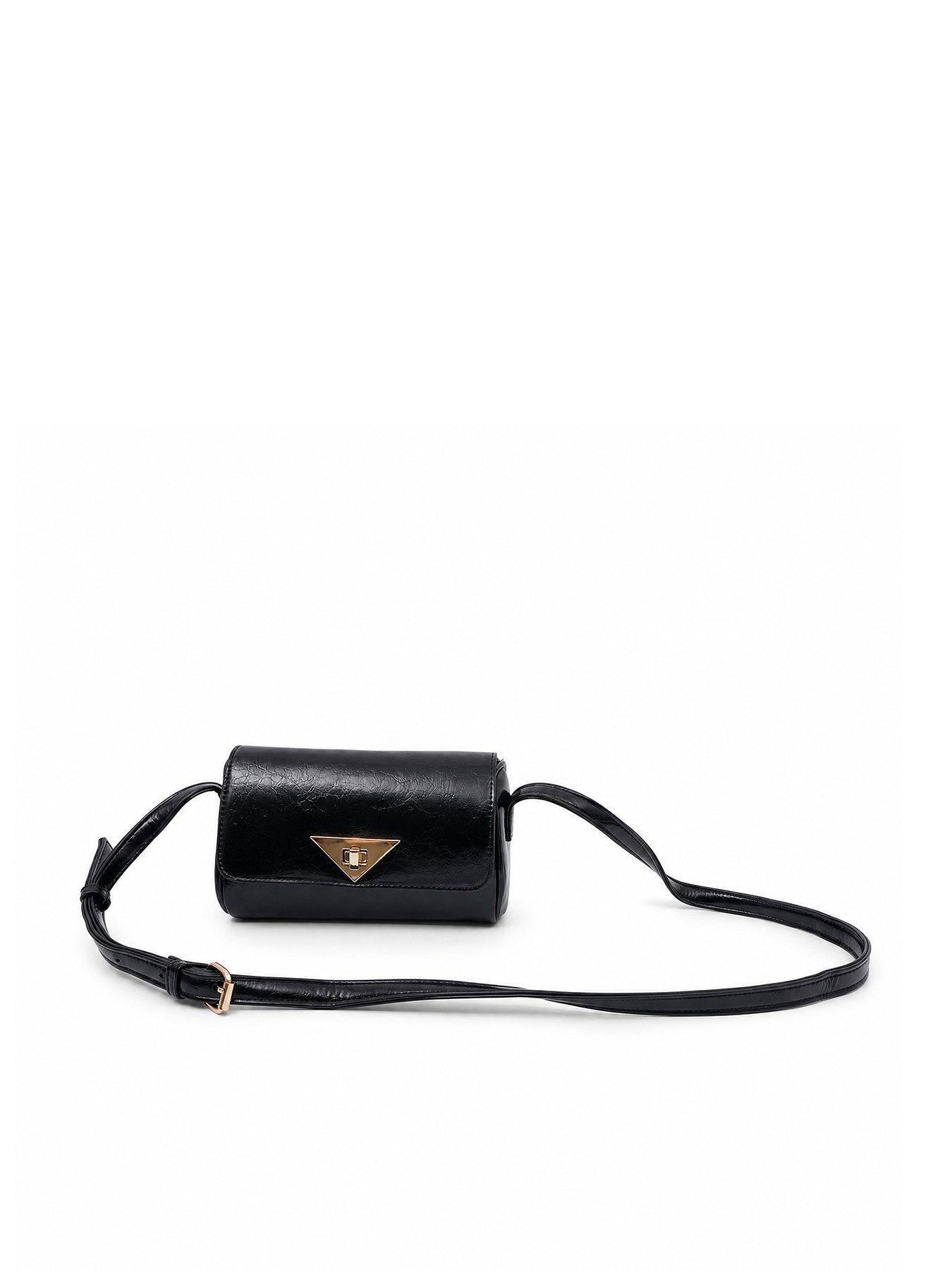Image 1 of 4 of Glamorous Cross Body Bag with Adjustable Strap and Flap Closure - Black