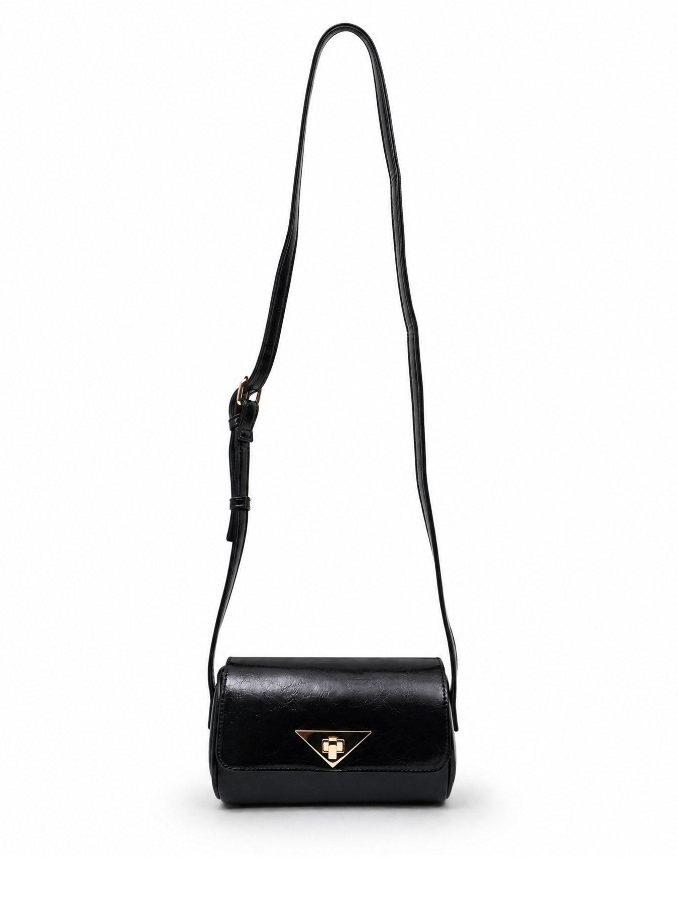 Image 2 of 4 of Glamorous Cross Body Bag with Adjustable Strap and Flap Closure - Black