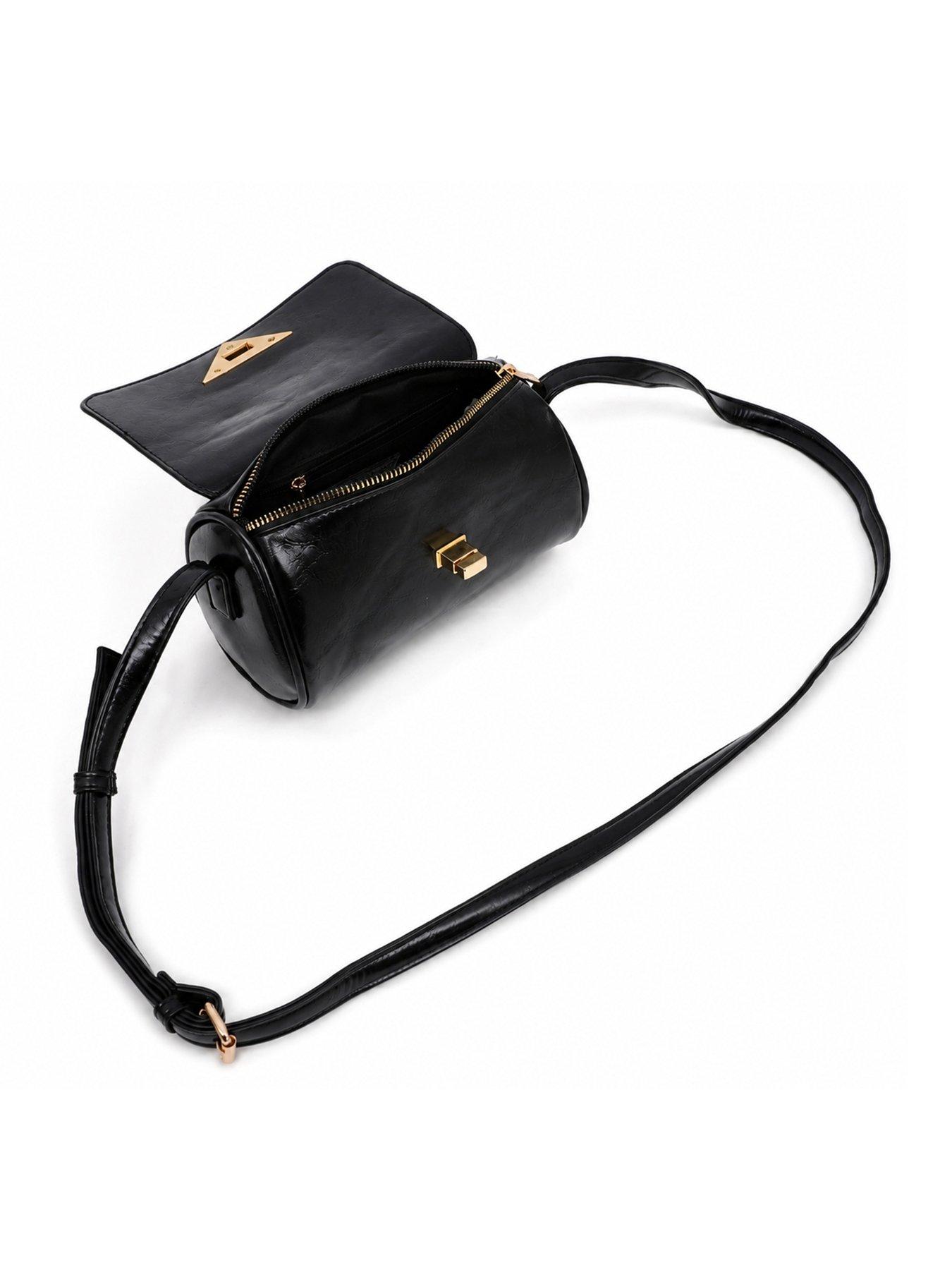 Image 4 of 4 of Glamorous Cross Body Bag with Adjustable Strap and Flap Closure - Black