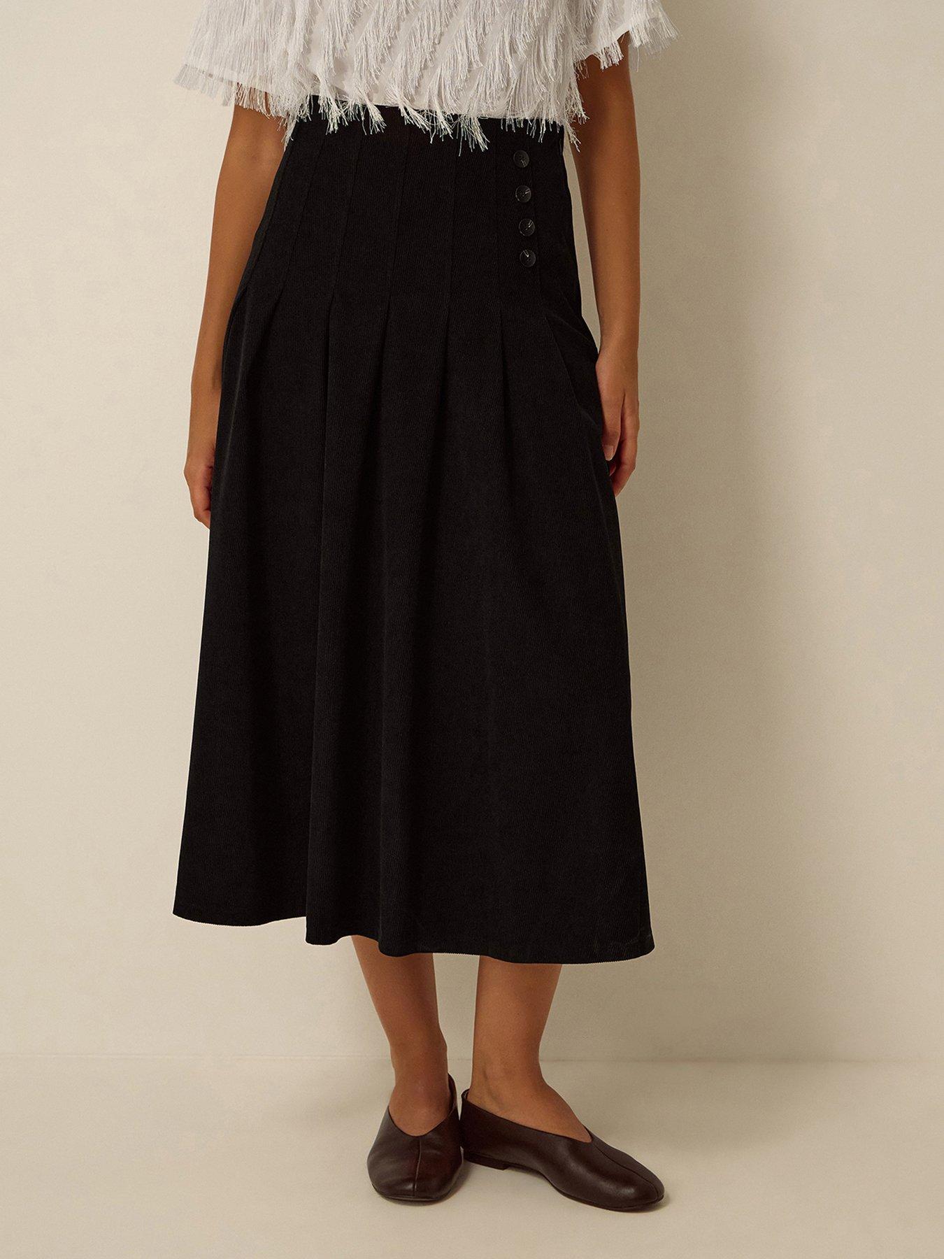 Image 1 of 4 of Monsoon Sonja Stretch Cord Skirt - Black