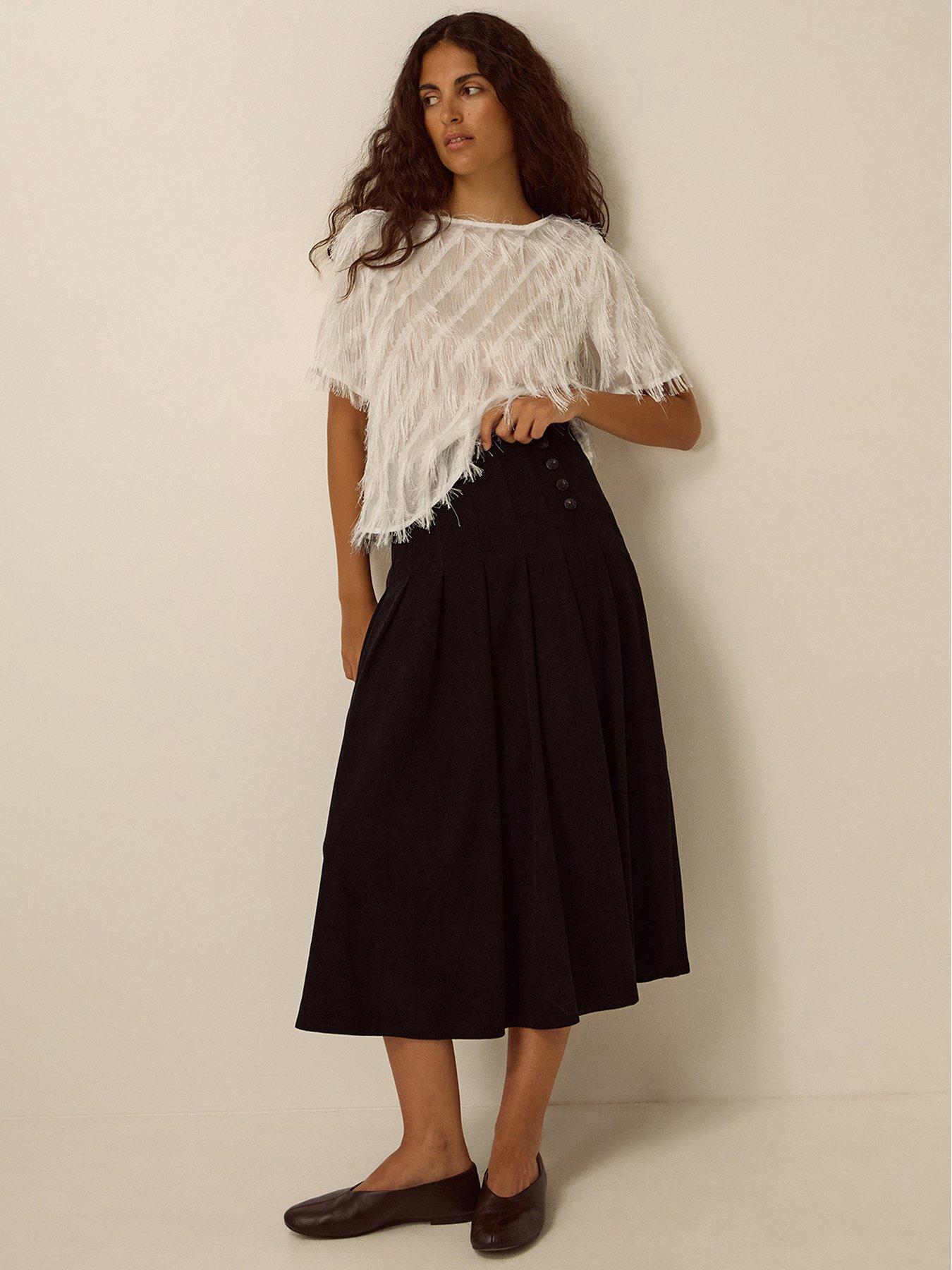 Image 3 of 4 of Monsoon Sonja Stretch Cord Skirt - Black