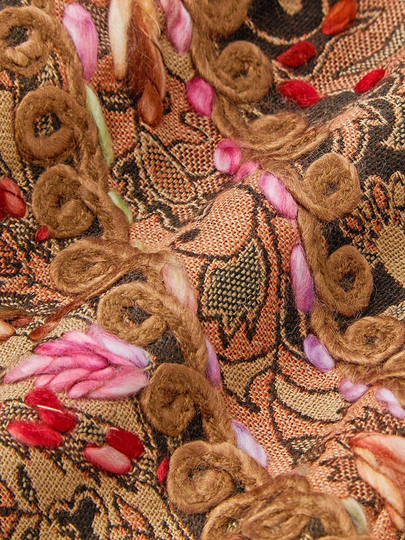Image 2 of 2 of Monsoon Ingrid Paisley Print Fringed Scarf - Brown