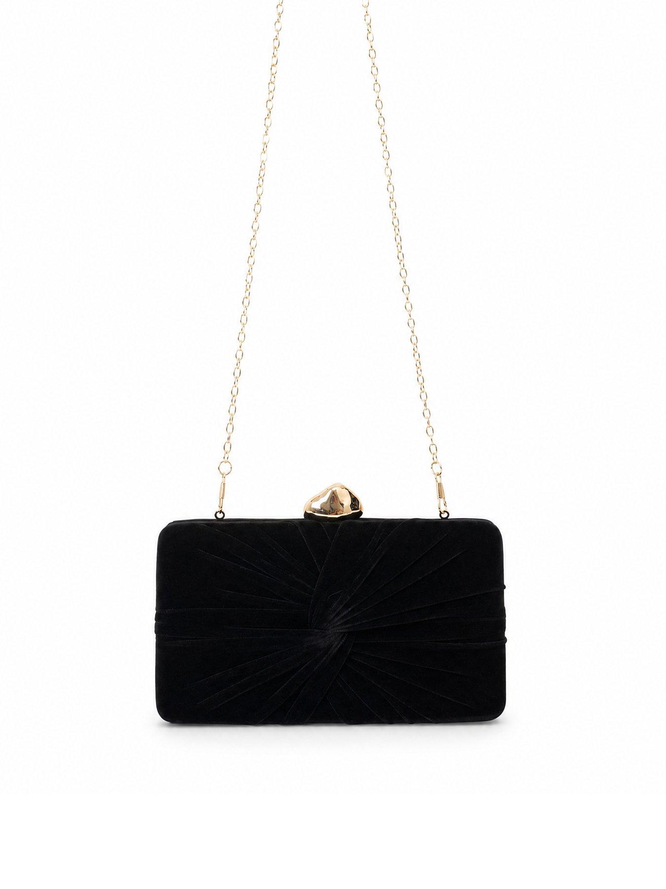 Image 2 of 5 of Glamorous Velvet Clutch Bag with Chain Shoulder Strap - Black