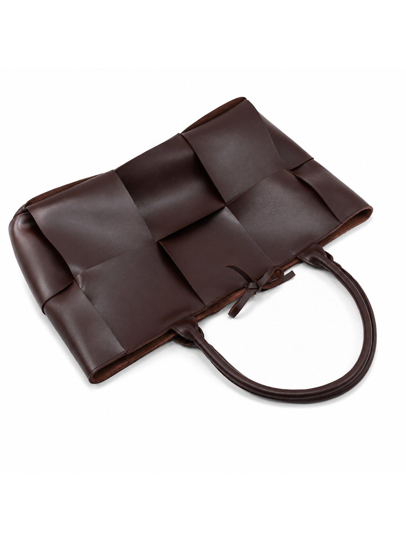 Image 2 of 4 of Glamorous Womens Oversized Woven Tote Bag - Brown