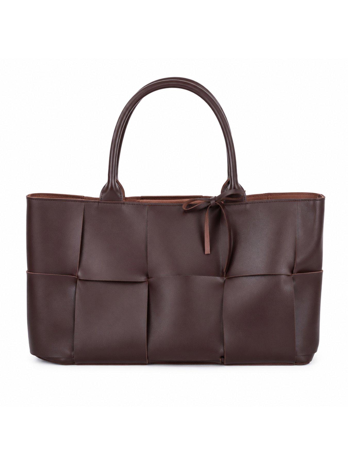Image 3 of 4 of Glamorous Womens Oversized Woven Tote Bag - Brown