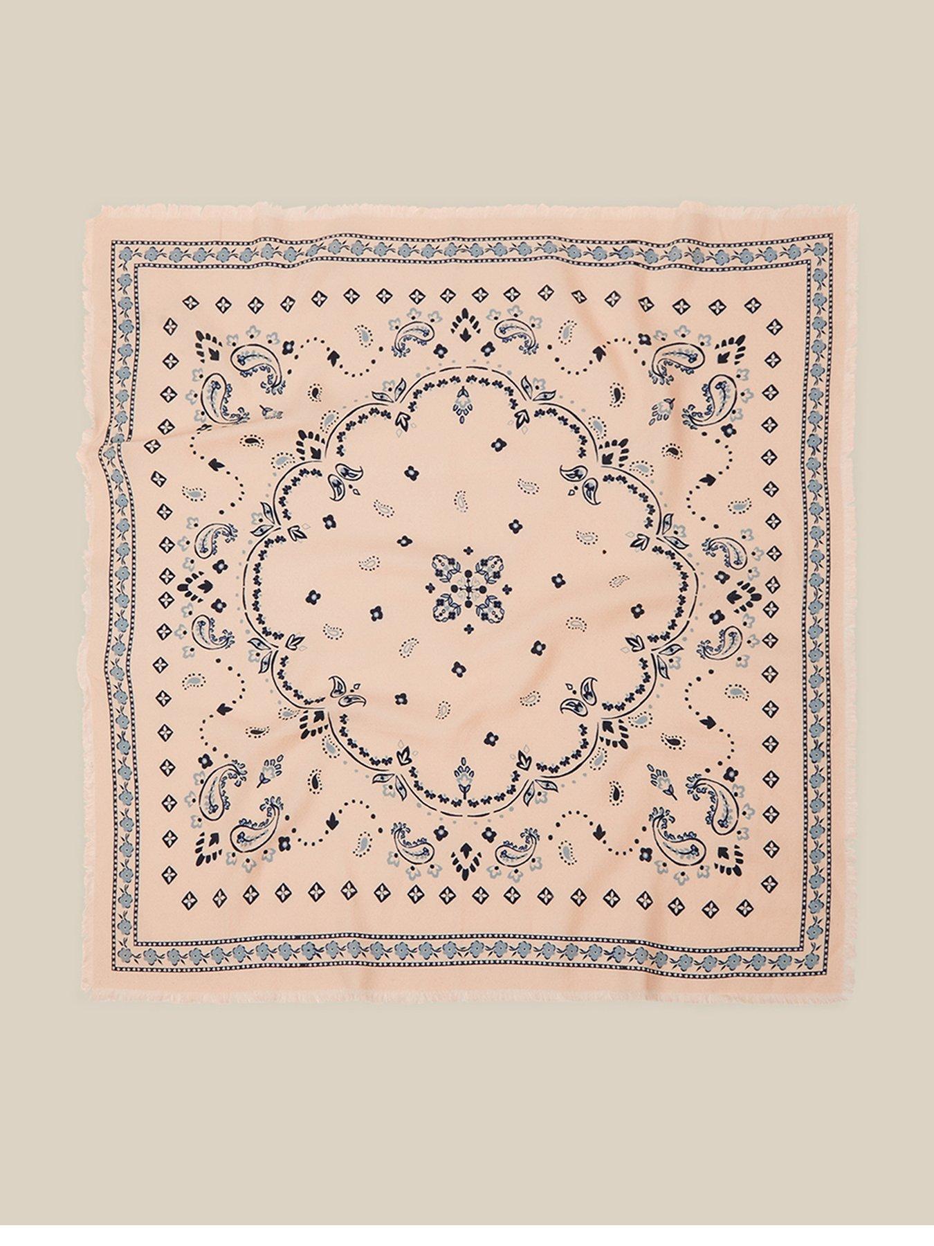 Image 1 of 2 of Monsoon Jamelia Paisley Print Square Scarf - Cream